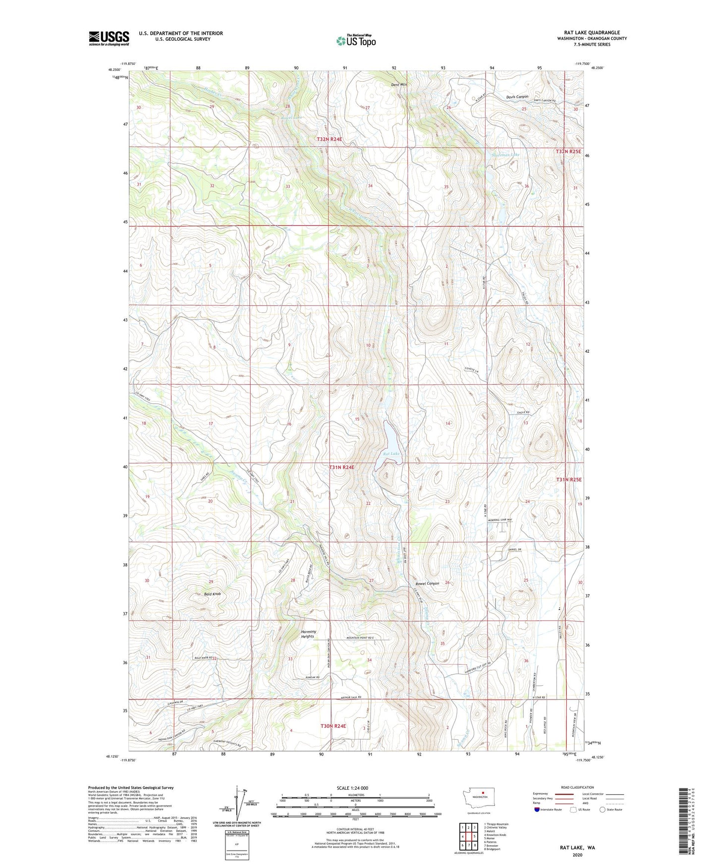 Rat Lake Washington US Topo Map Image
