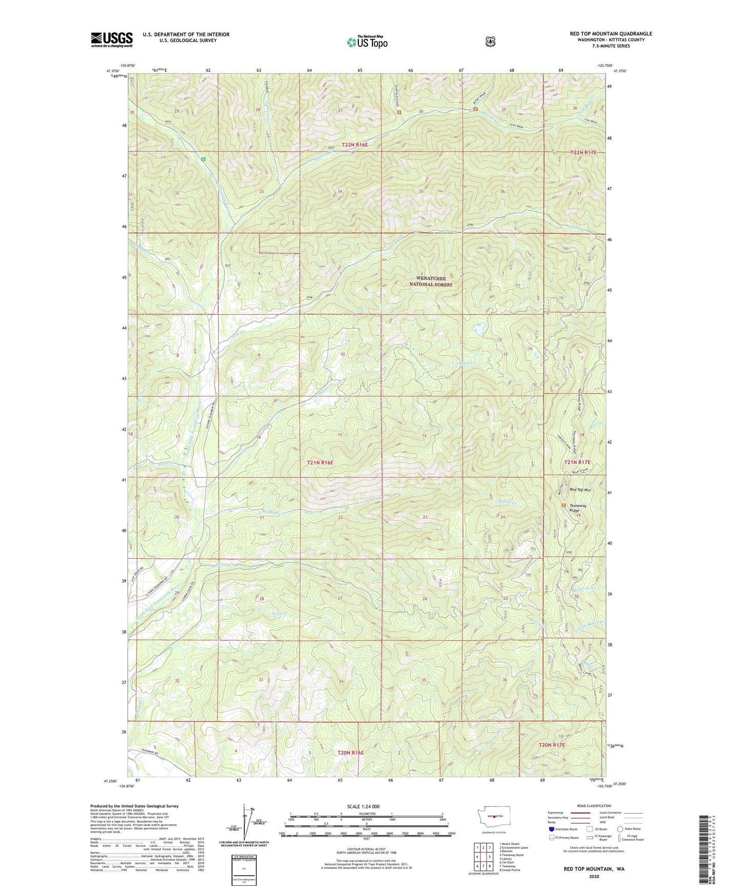 Red Top Mountain Washington US Topo Map Image