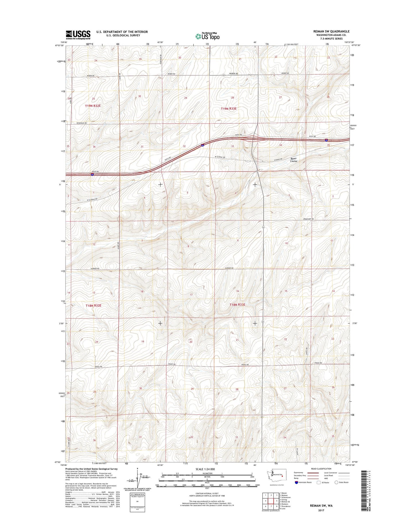 Reiman SW Washington US Topo Map Image
