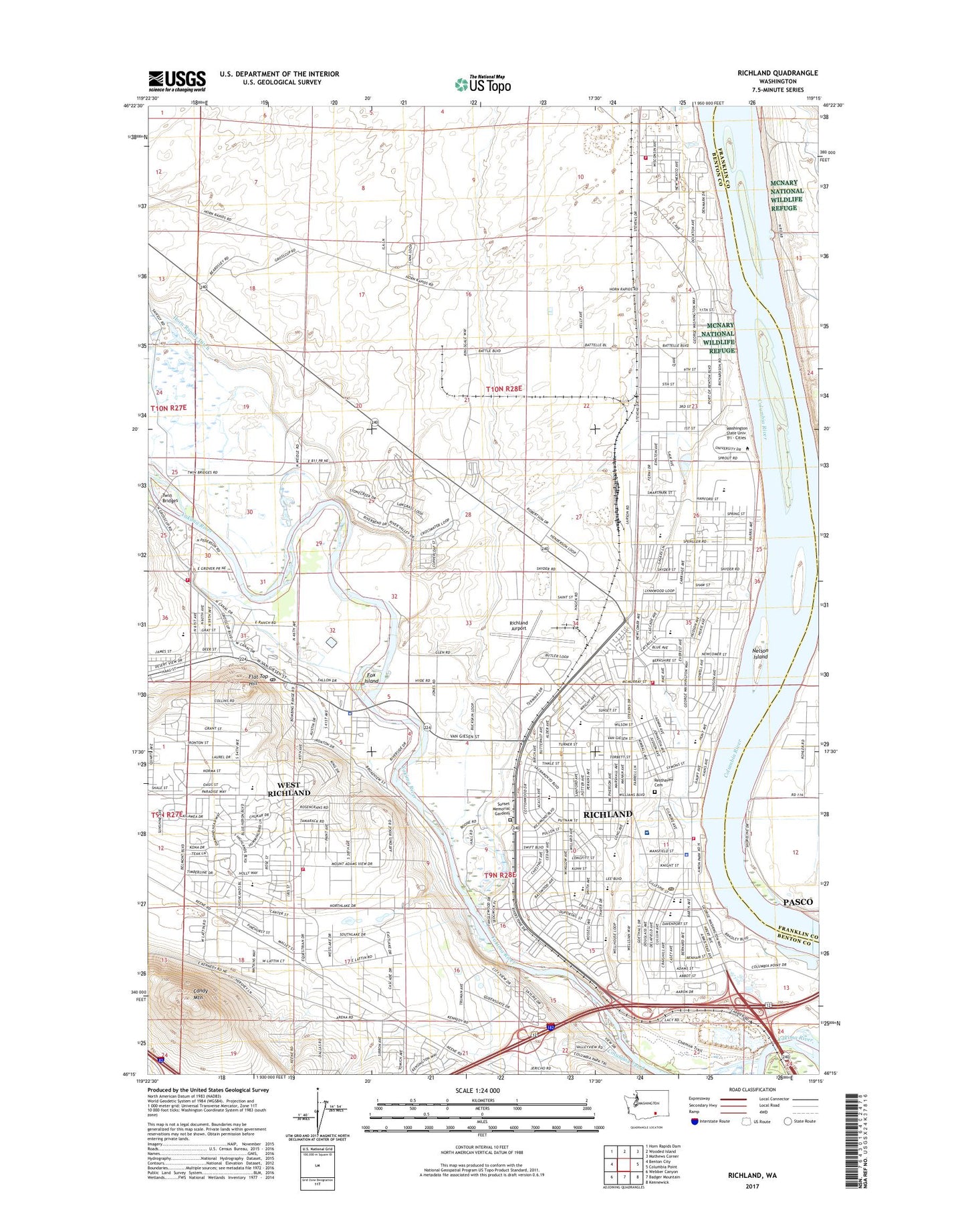 Richland Washington US Topo Map Image