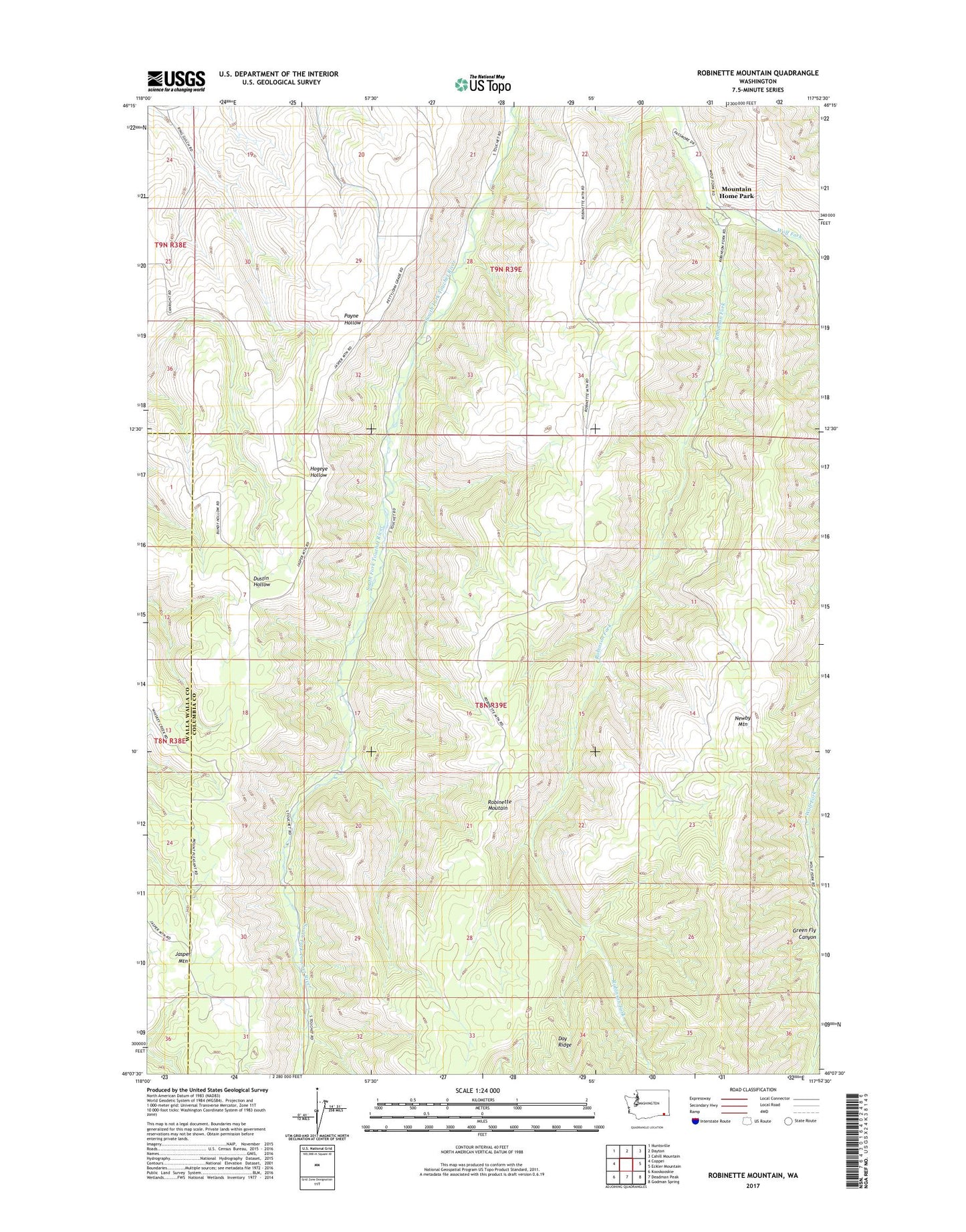 Robinette Mountain Washington US Topo Map Image