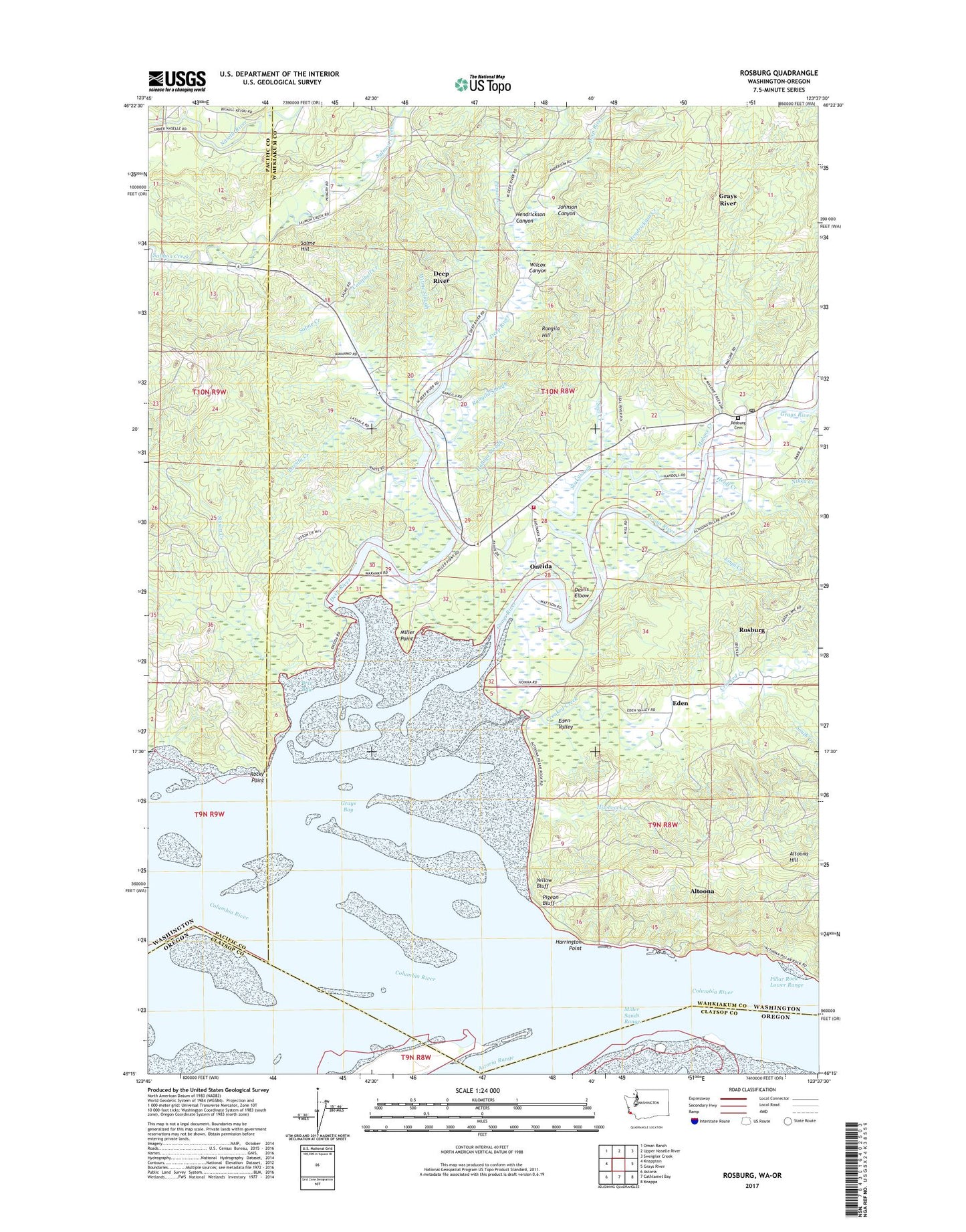 Rosburg Washington US Topo Map Image