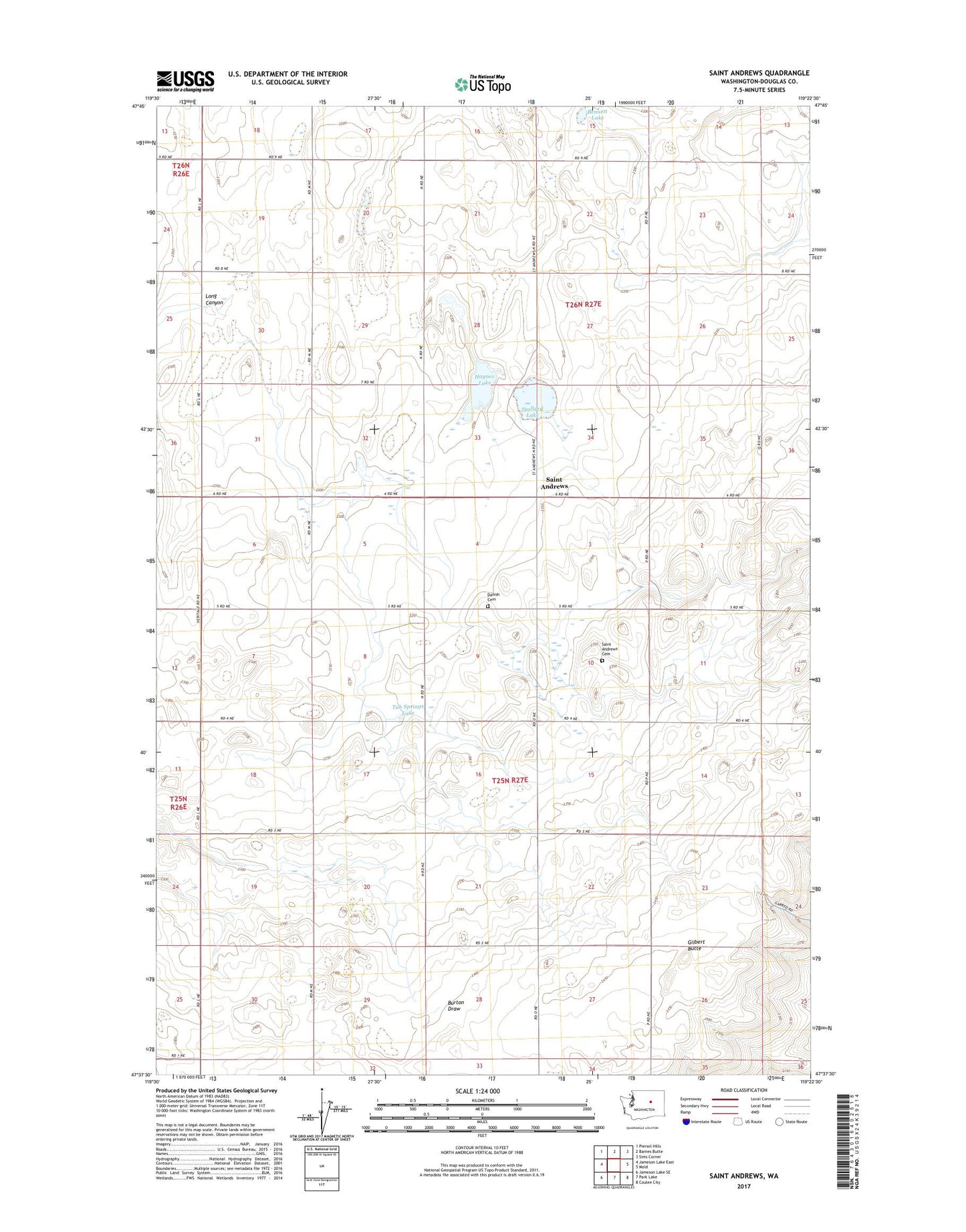 Saint Andrews Washington US Topo Map Image