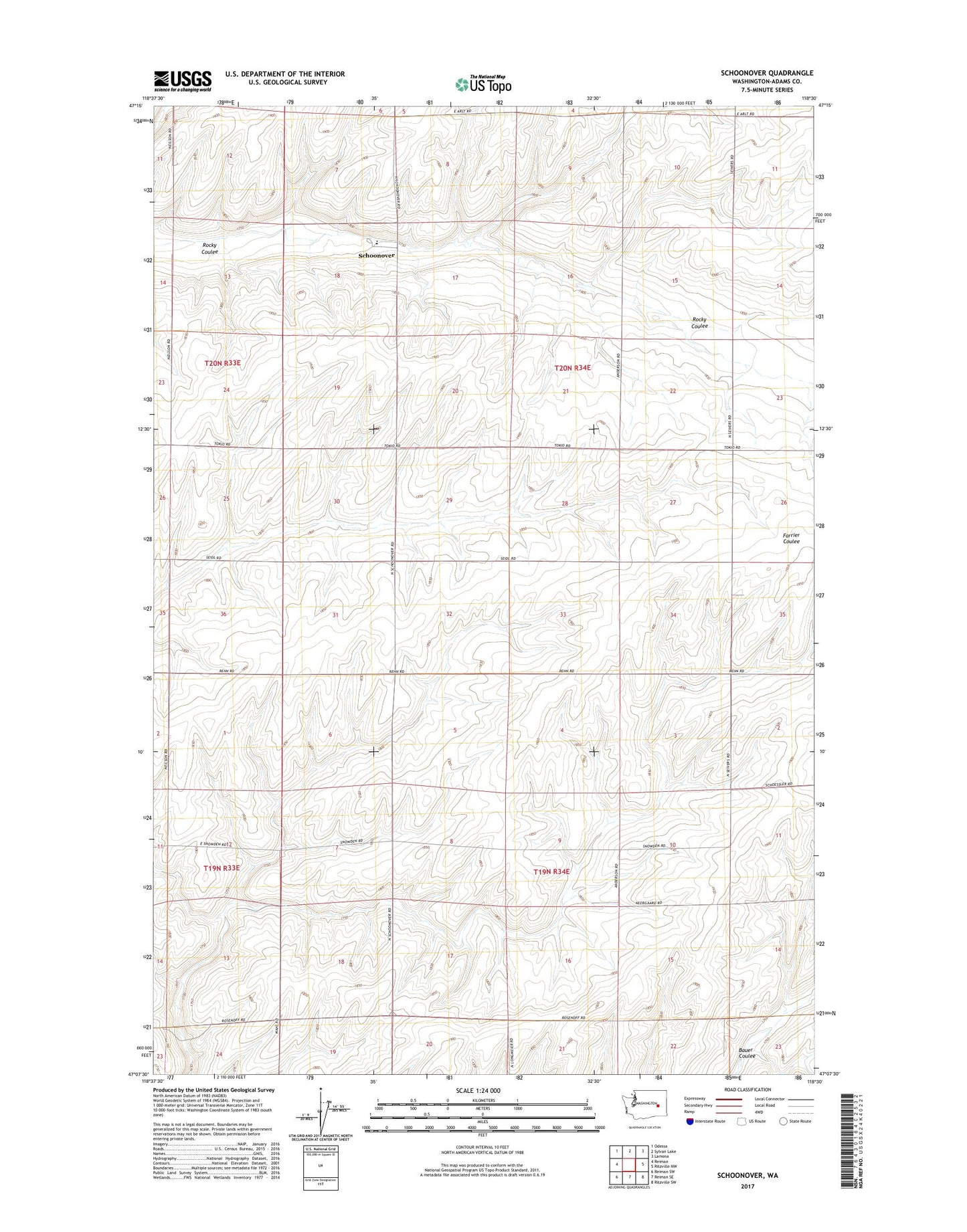 Schoonover Washington US Topo Map Image