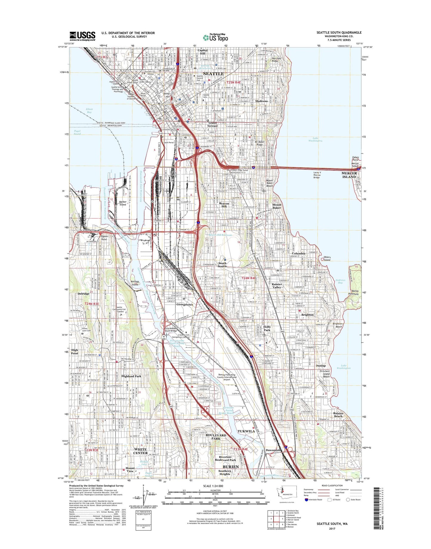 Seattle South Washington US Topo Map Image