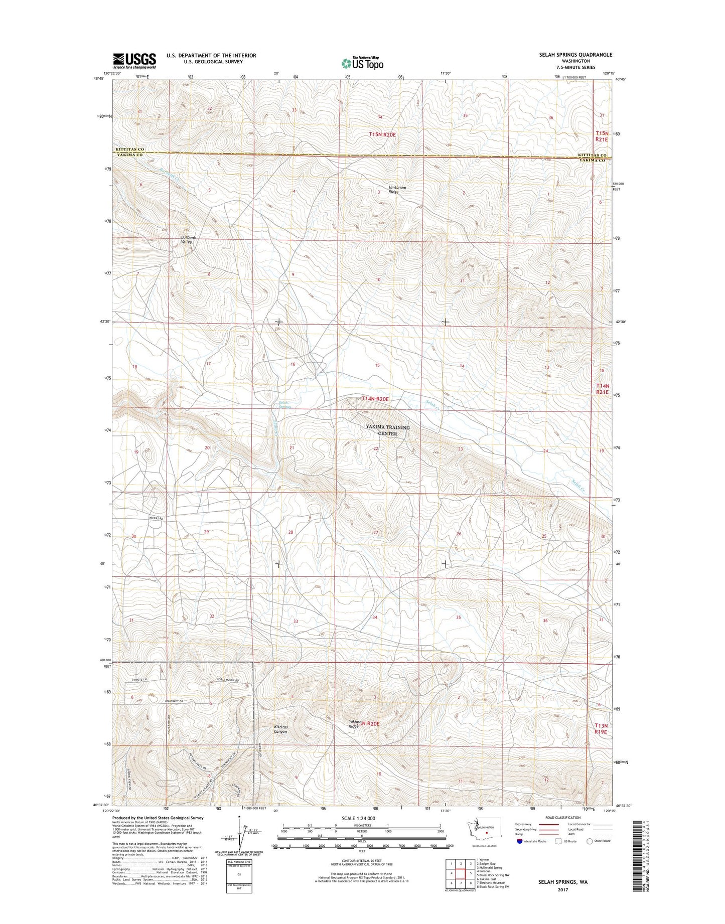 Selah Springs Washington US Topo Map Image