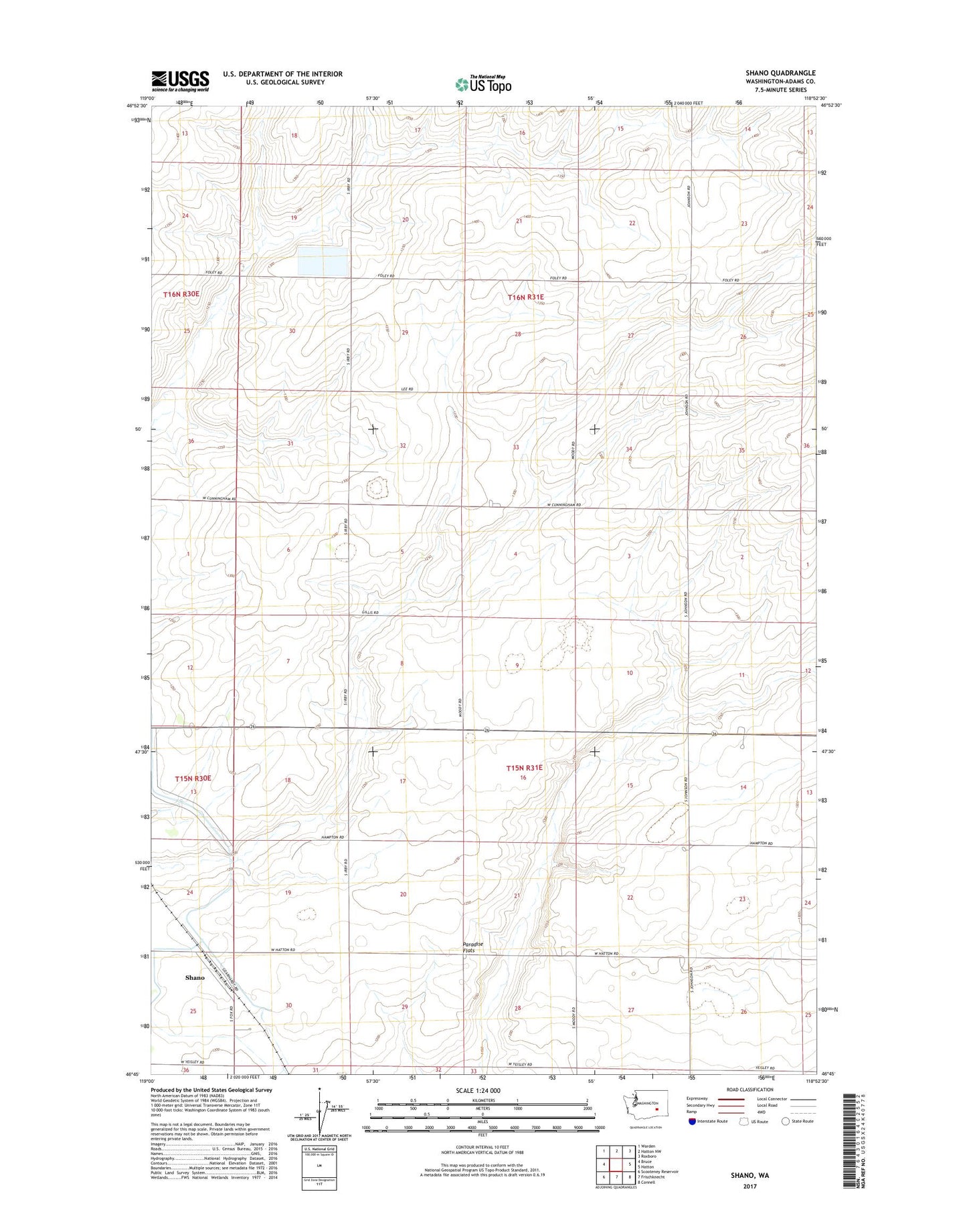 Shano Washington US Topo Map Image