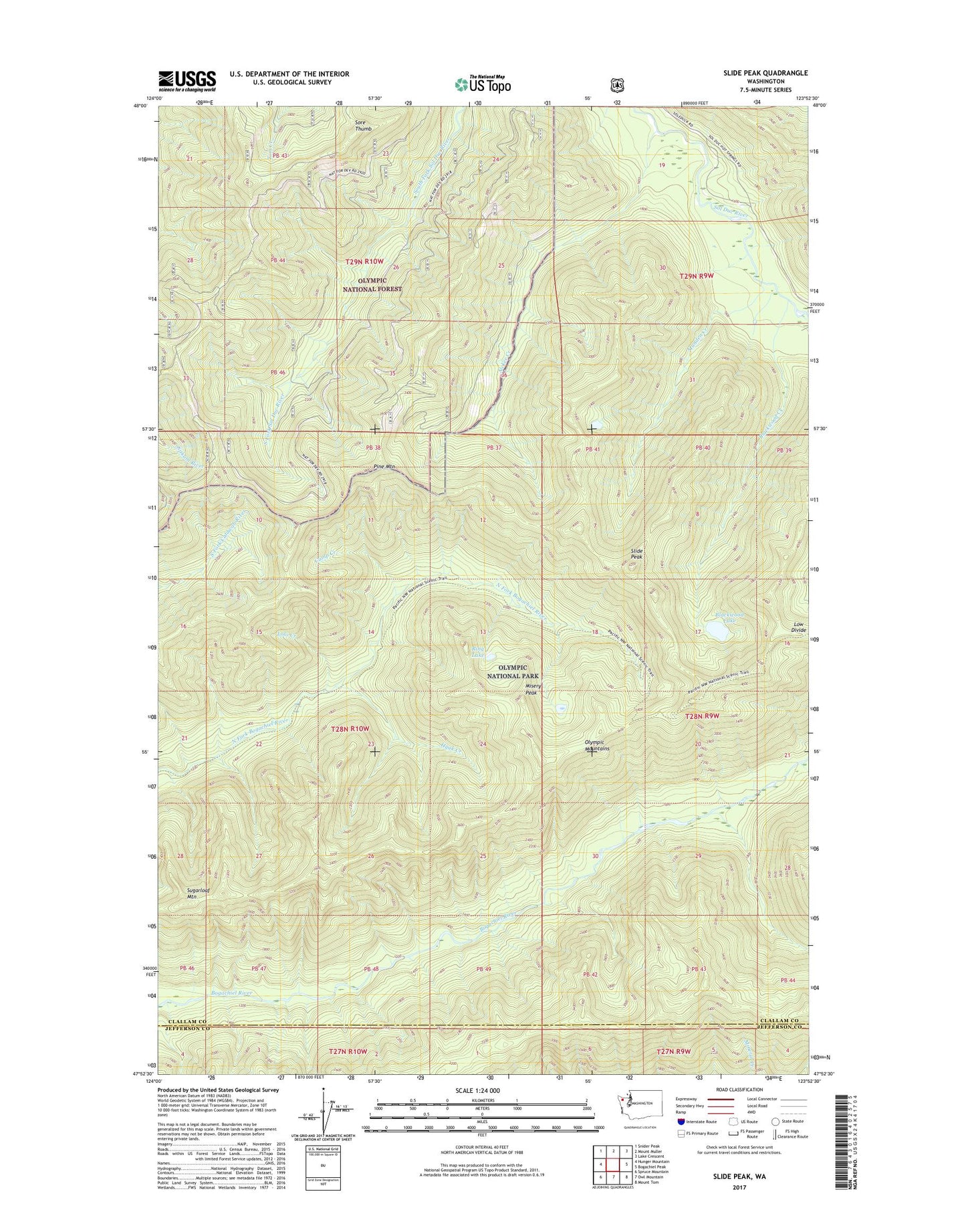 Slide Peak Washington US Topo Map Image