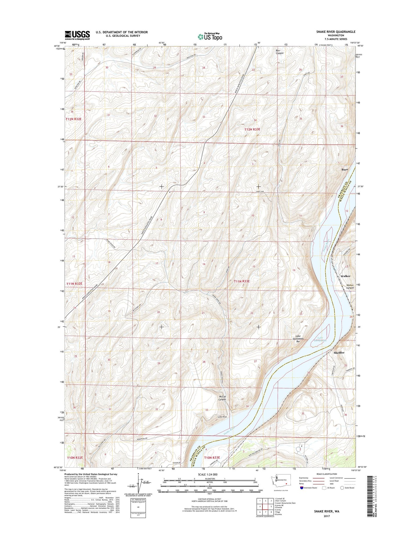 Snake River Washington US Topo Map Image