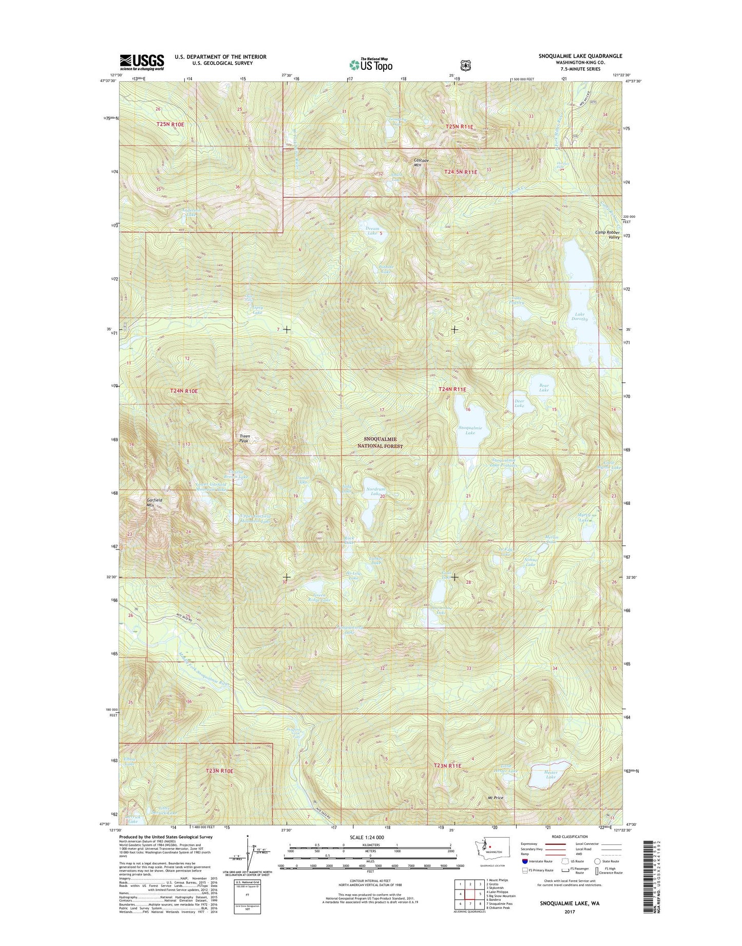 Snoqualmie Lake Washington US Topo Map Image