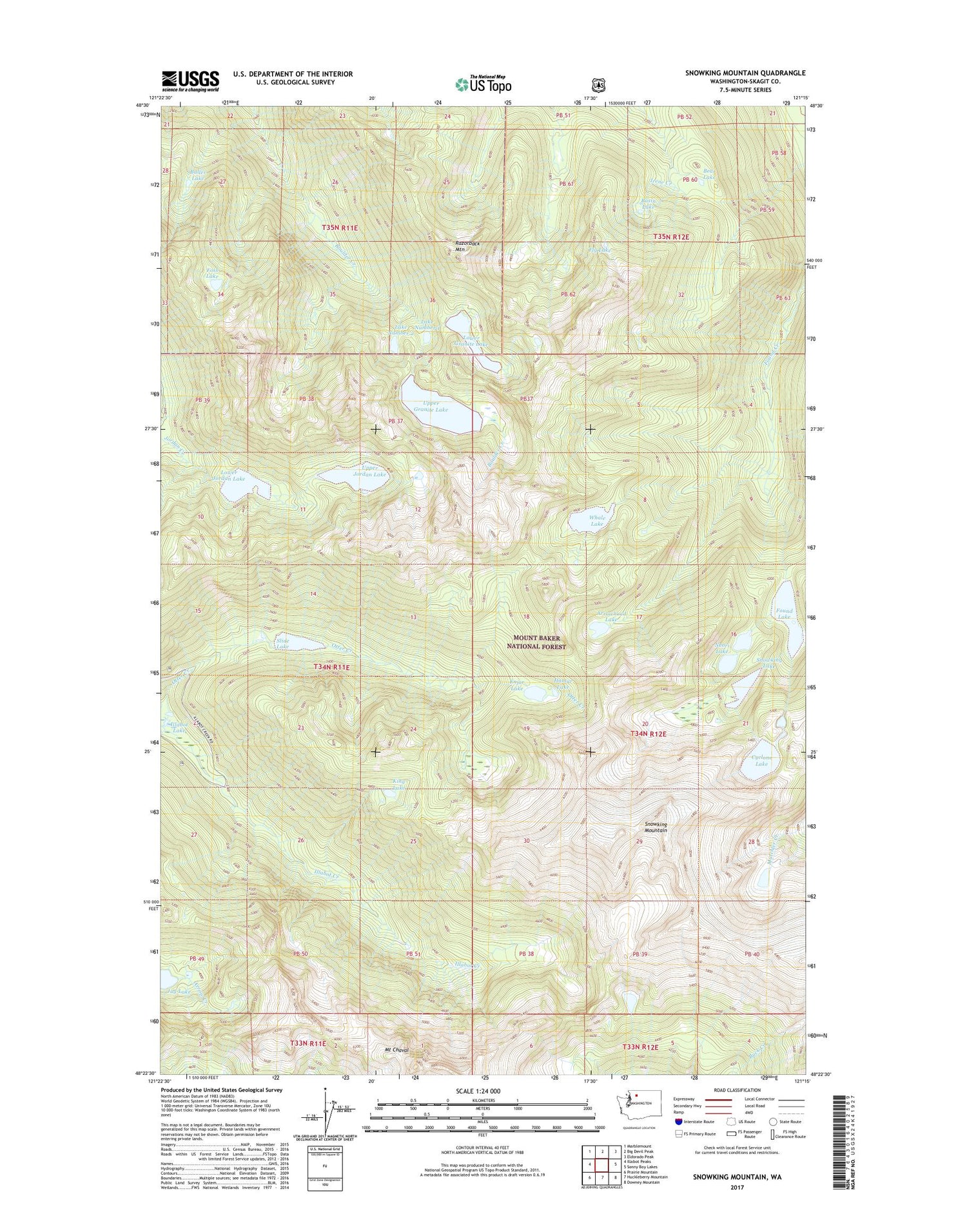Snowking Mountain Washington US Topo Map Image