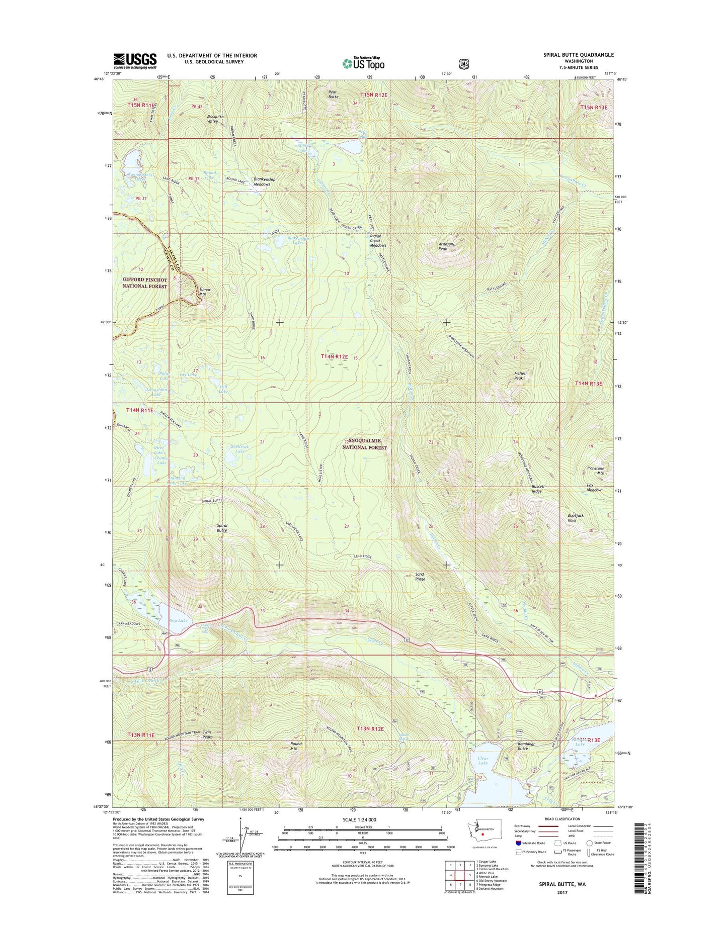 Spiral Butte Washington US Topo Map Image