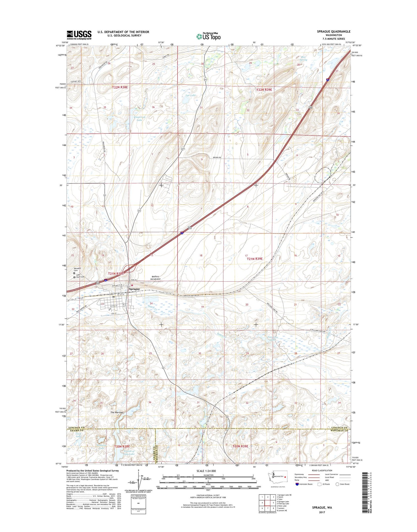 Sprague Washington US Topo Map Image
