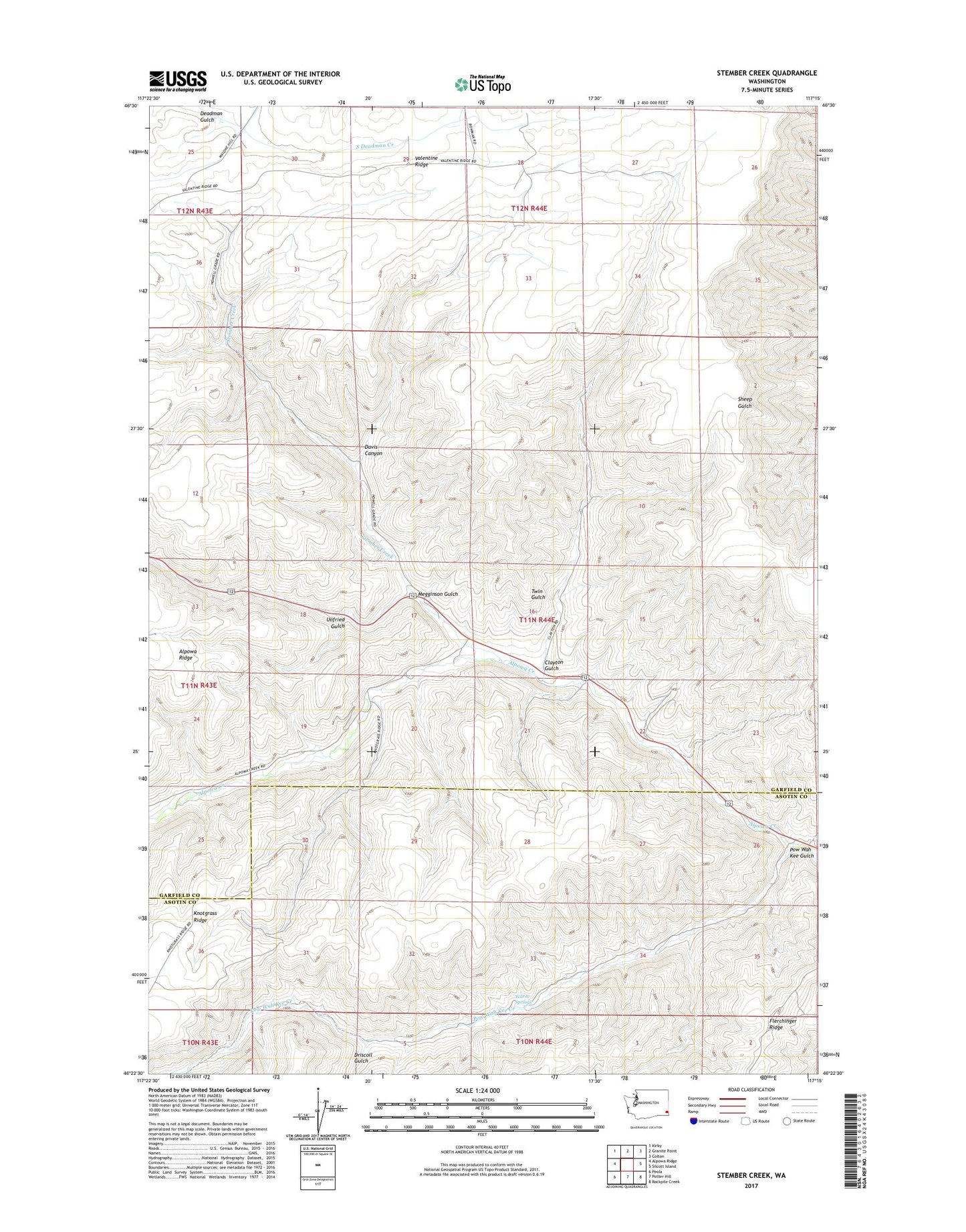 Stember Creek Washington US Topo Map Image