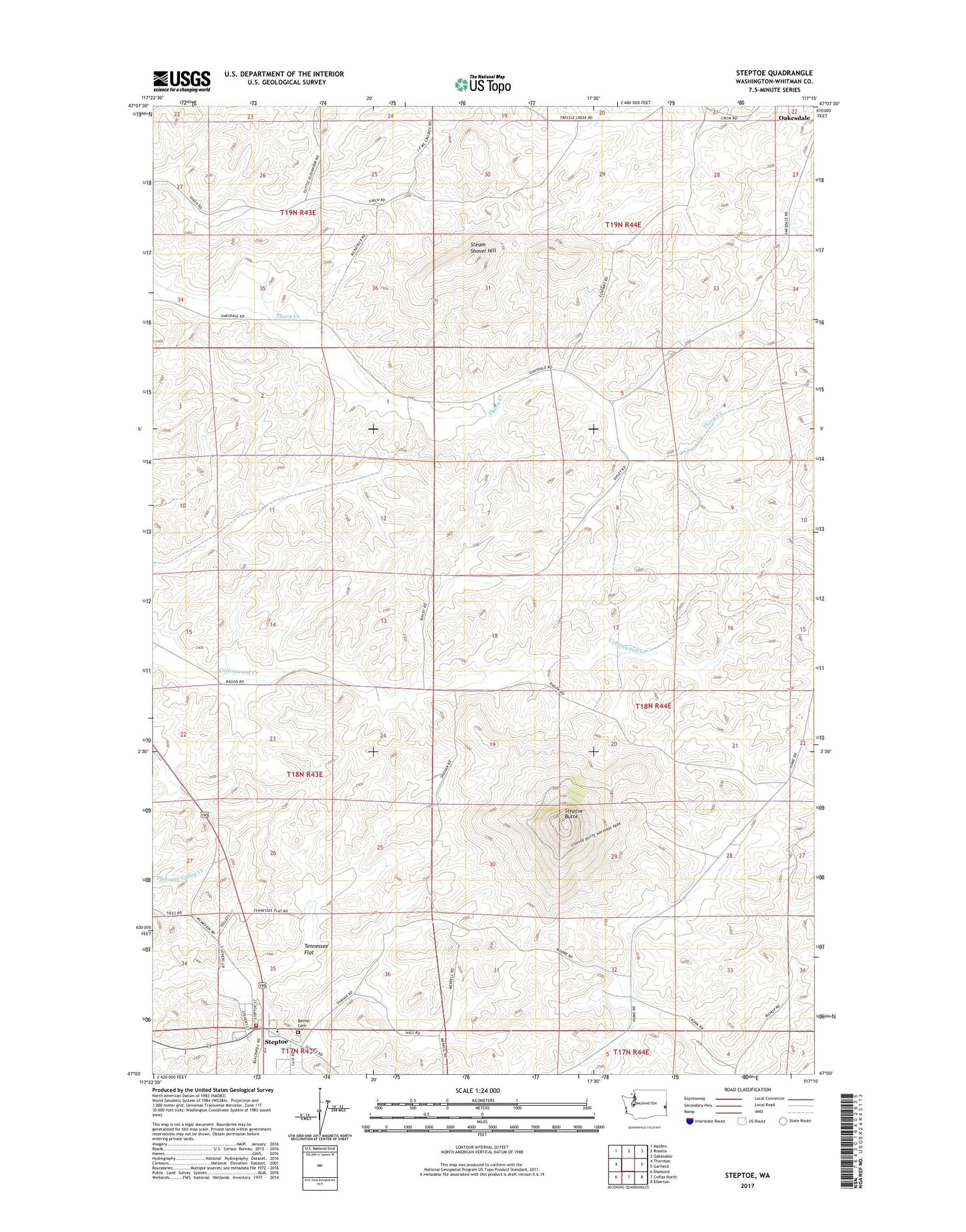Steptoe Washington US Topo Map Image
