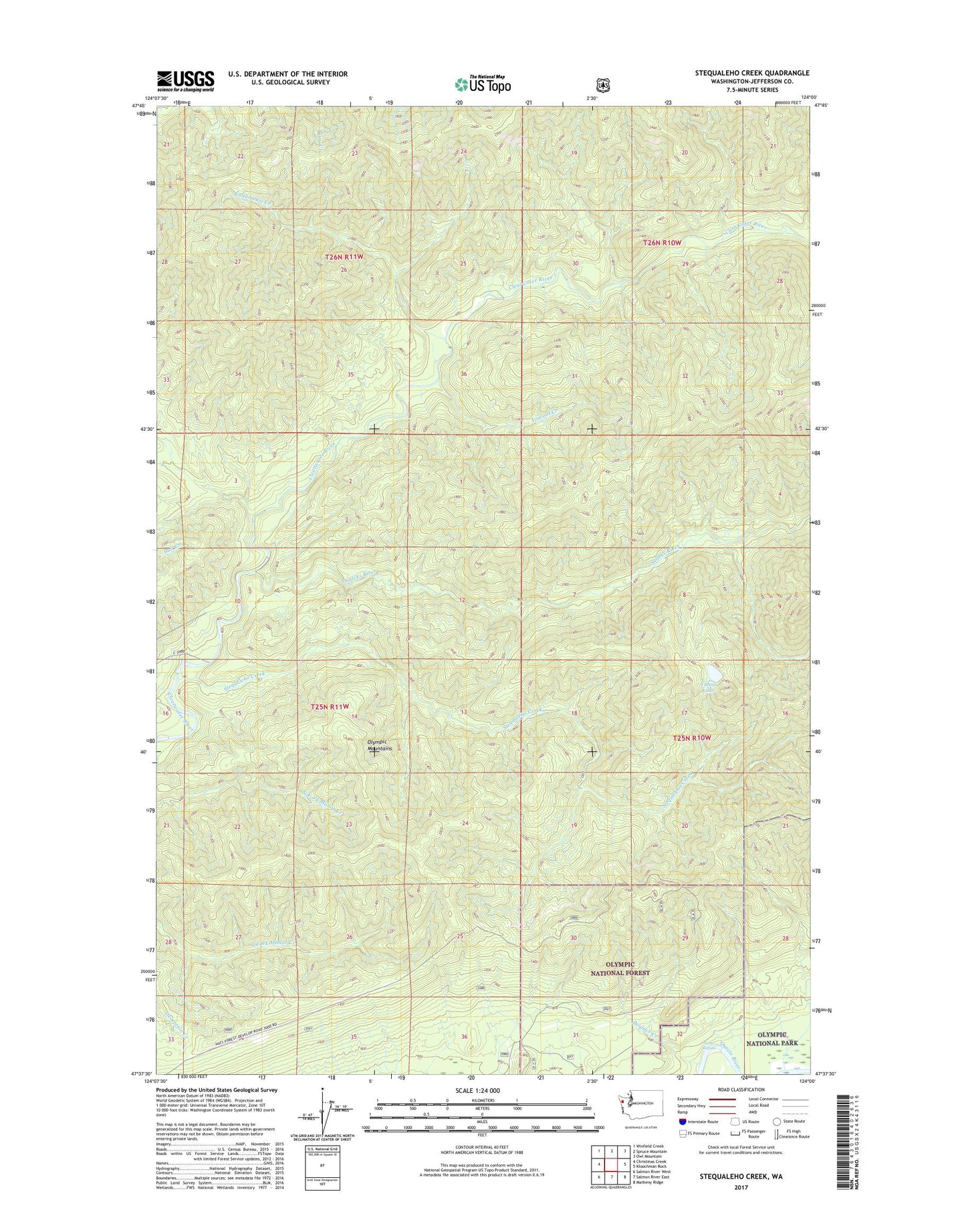 Stequaleho Creek Washington US Topo Map Image