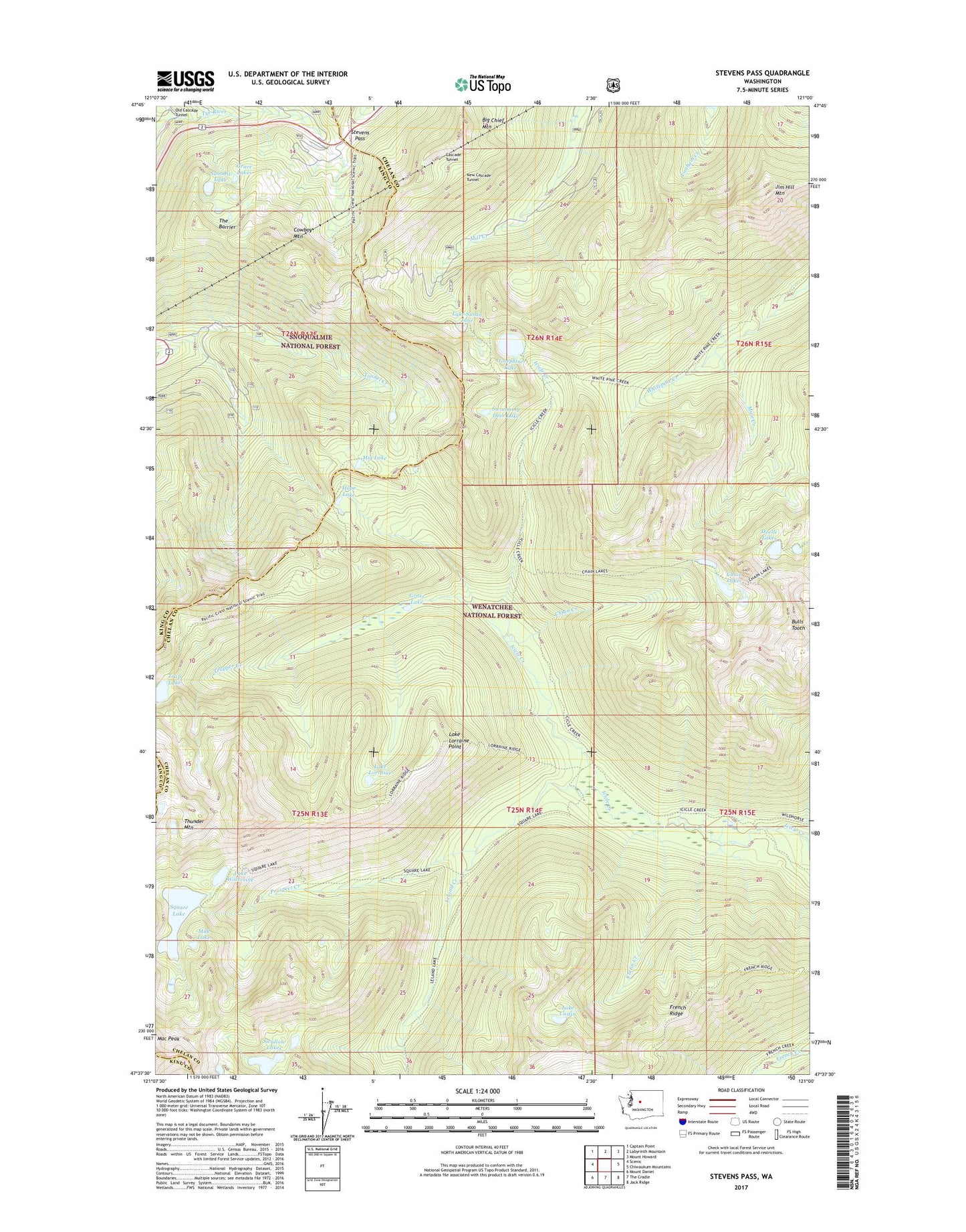 Stevens Pass Washington US Topo Map Image