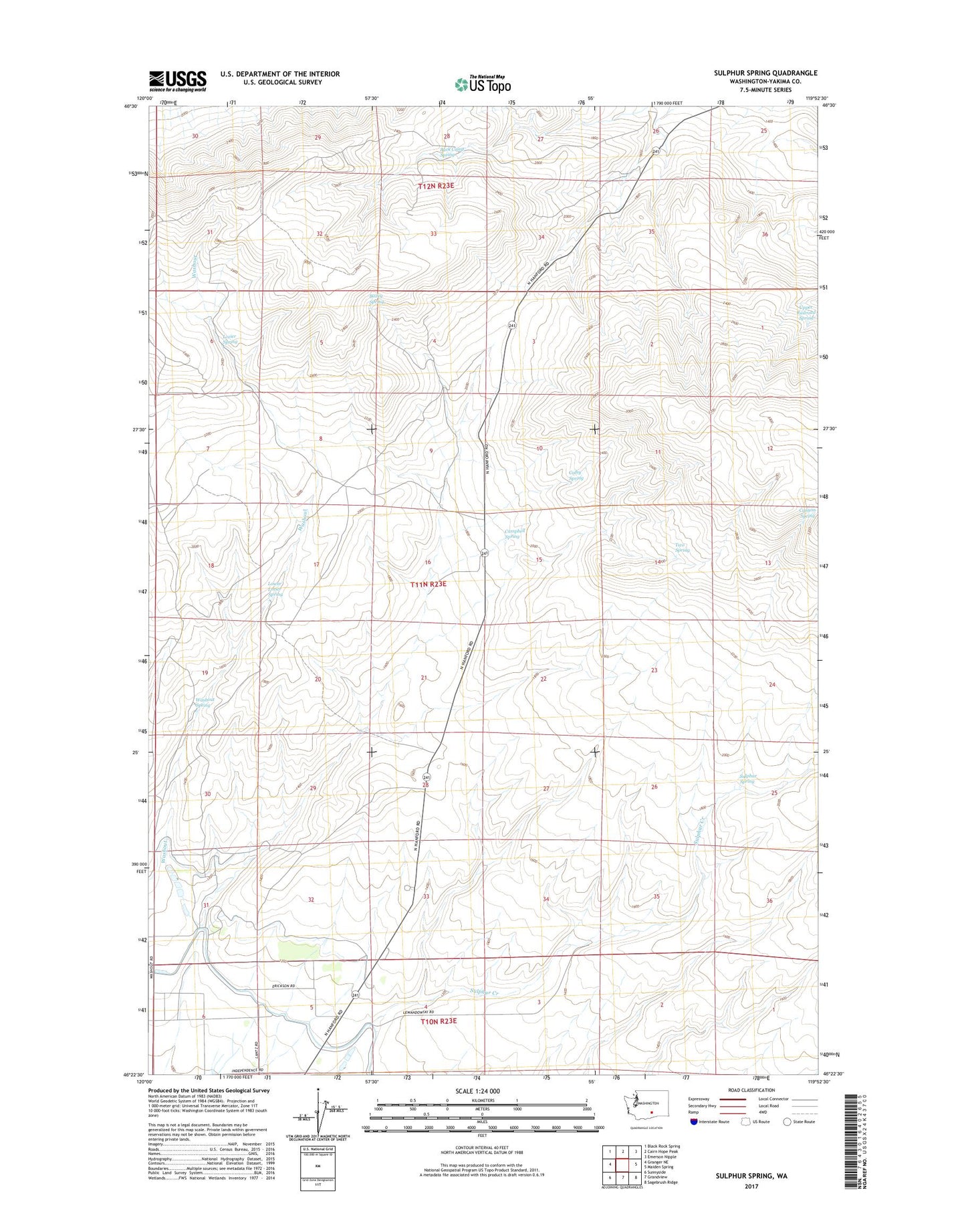 Sulphur Spring Washington US Topo Map Image
