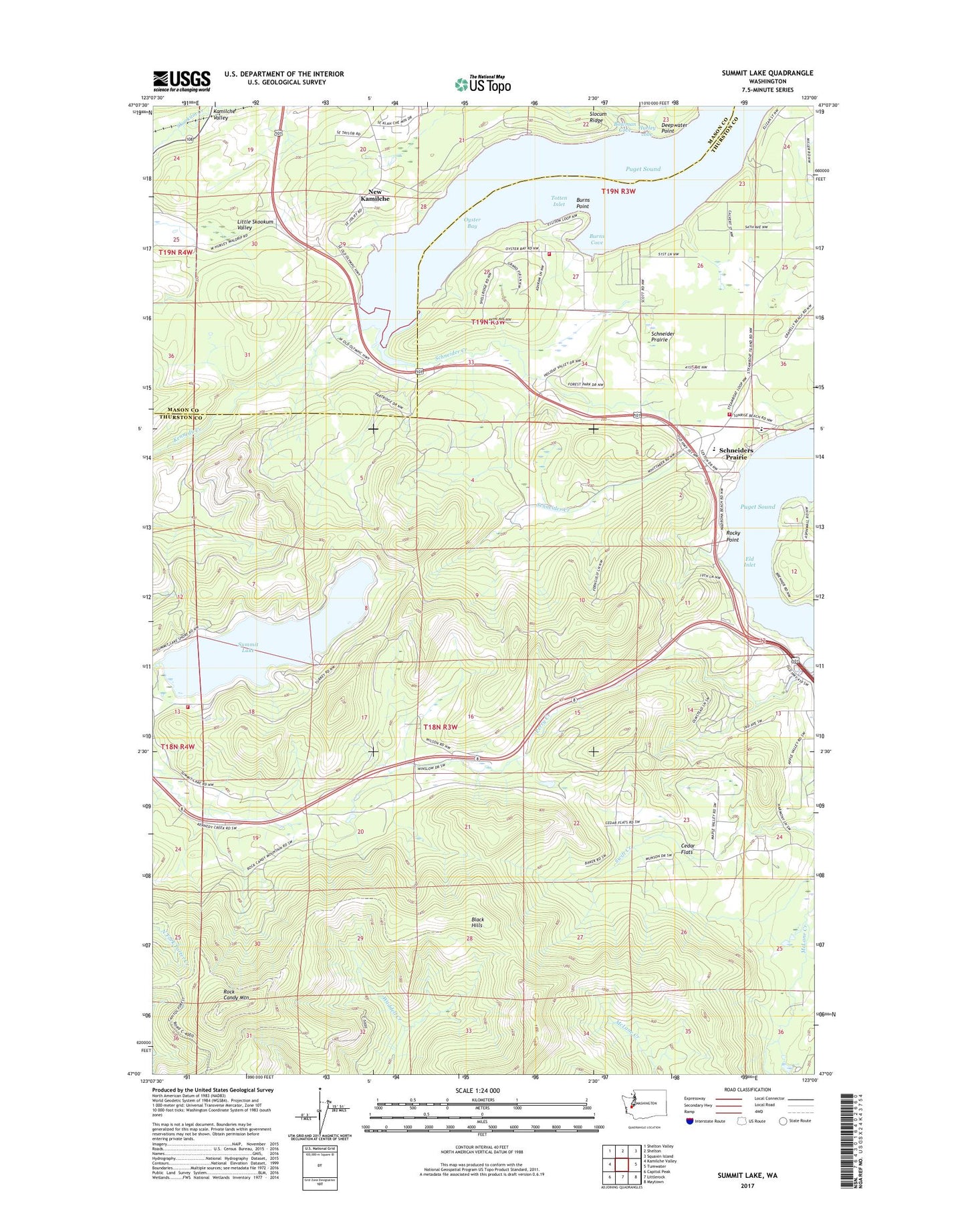 Summit Lake Washington US Topo Map Image