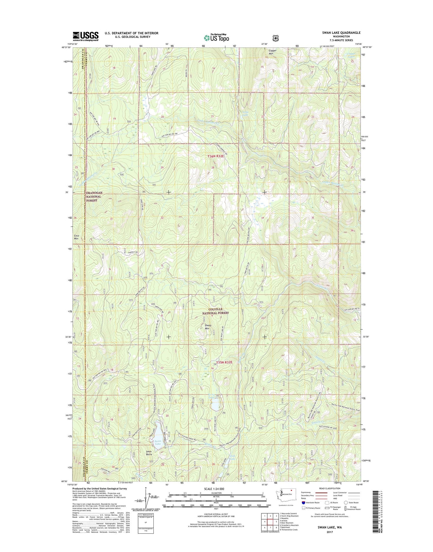 Swan Lake Washington US Topo Map Image