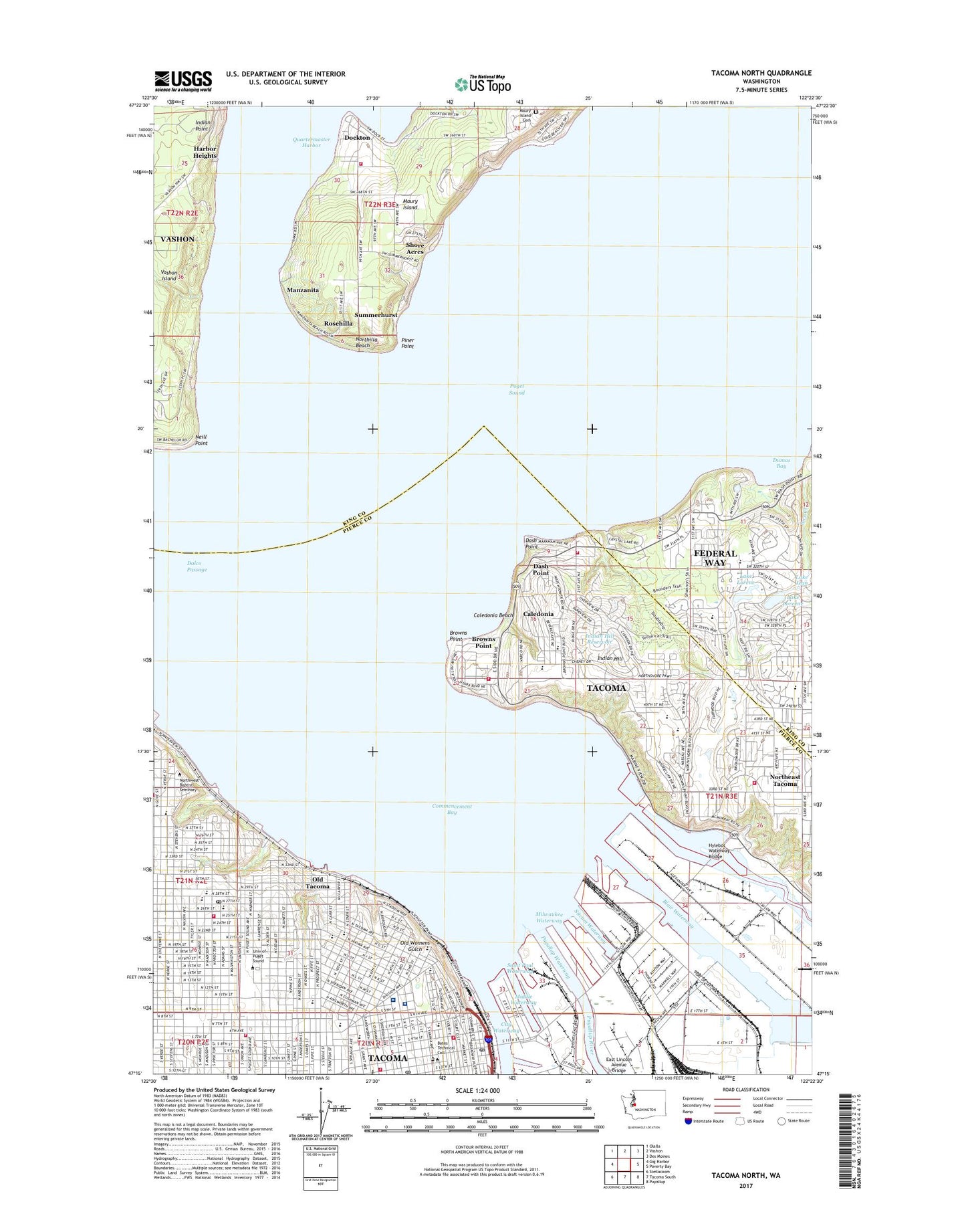 Tacoma North Washington US Topo Map Image