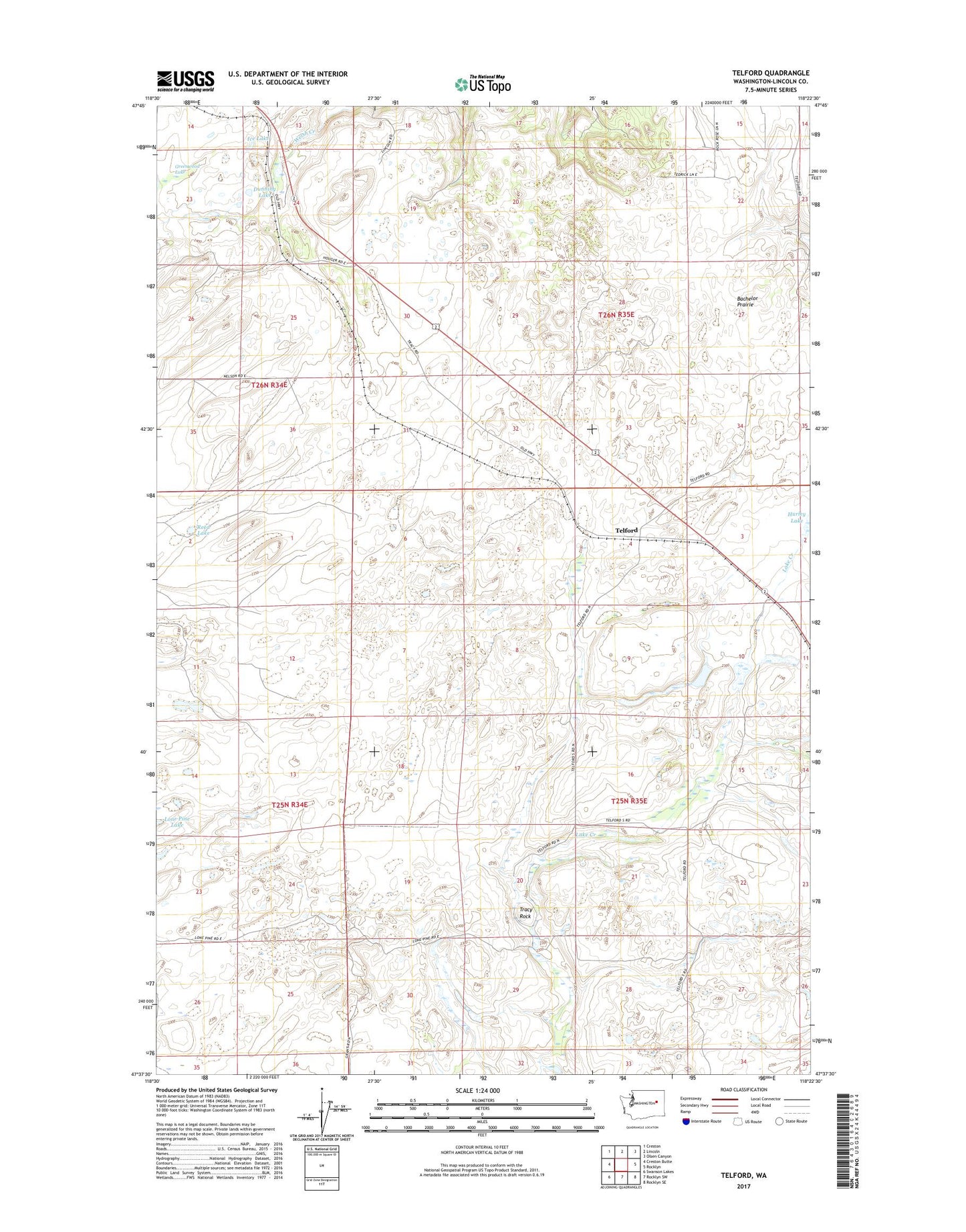 Telford Washington US Topo Map Image
