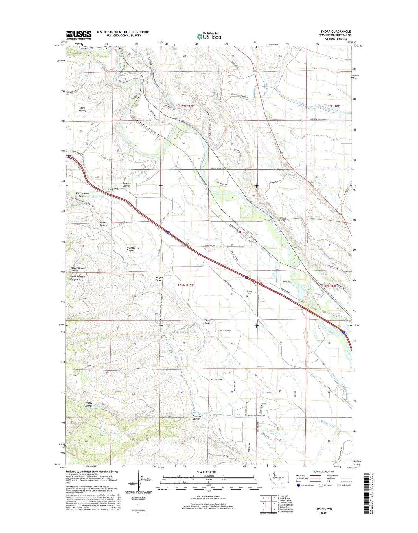 Thorp Washington US Topo Map Image