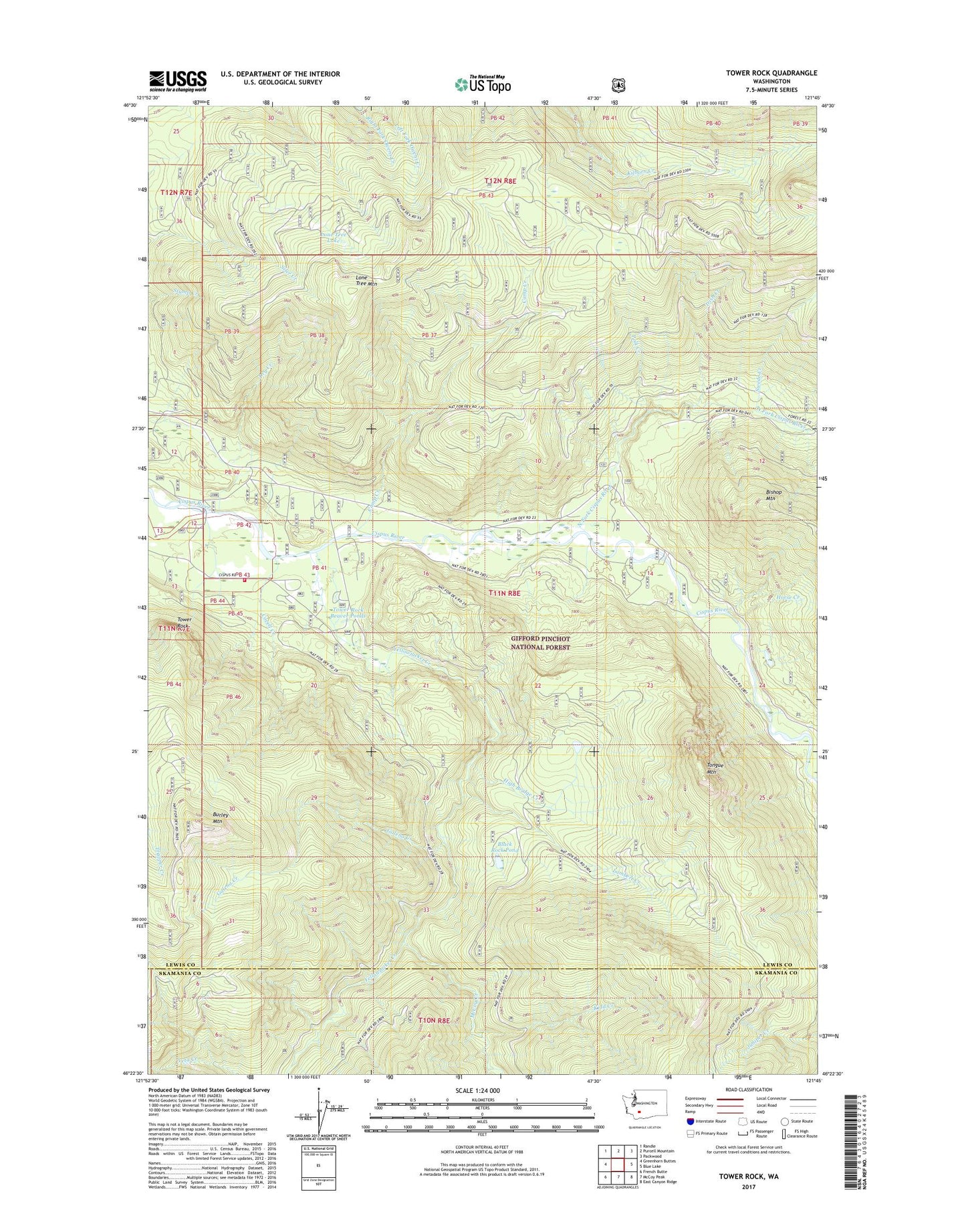 Tower Rock Washington US Topo Map Image