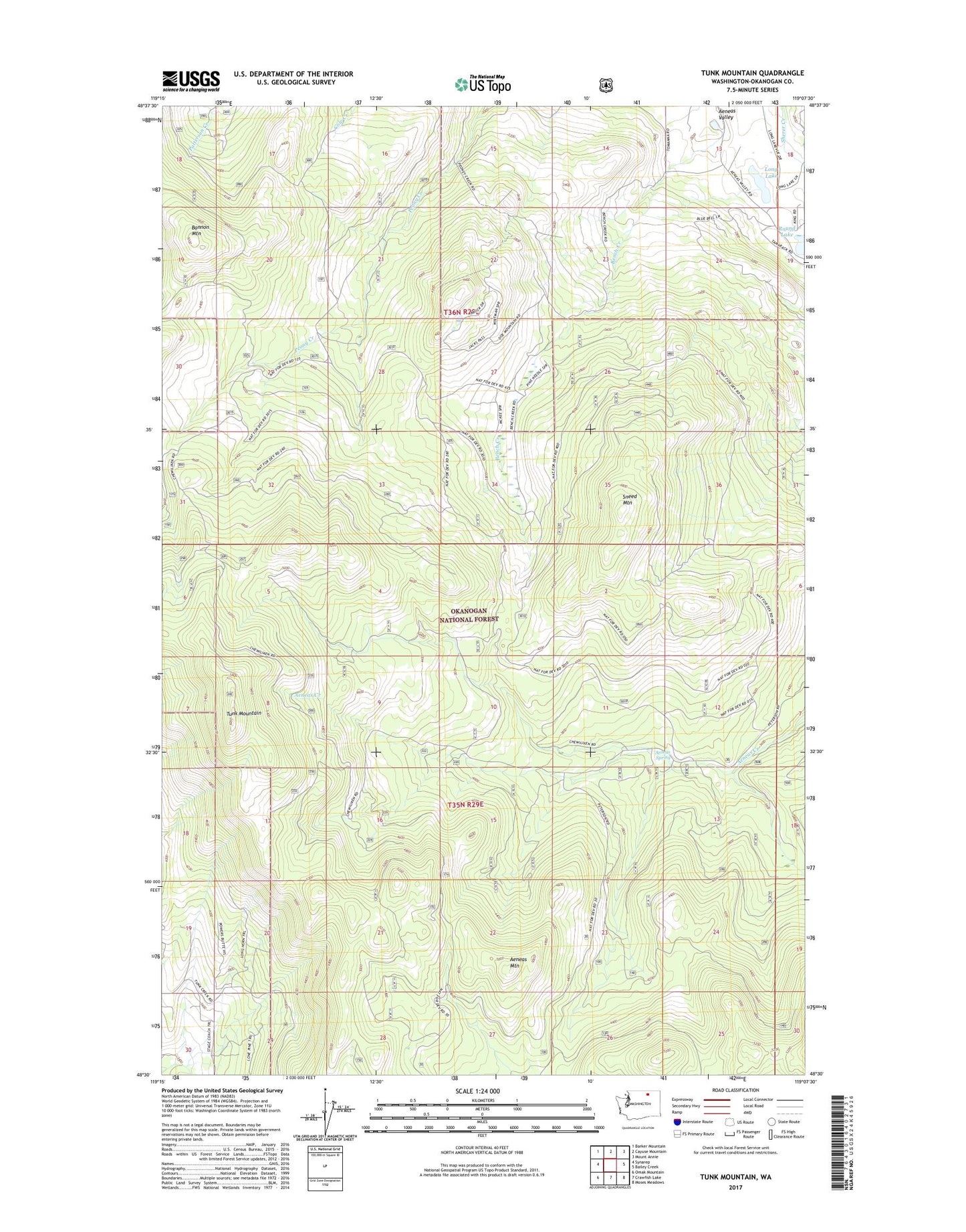 Tunk Mountain Washington US Topo Map Image