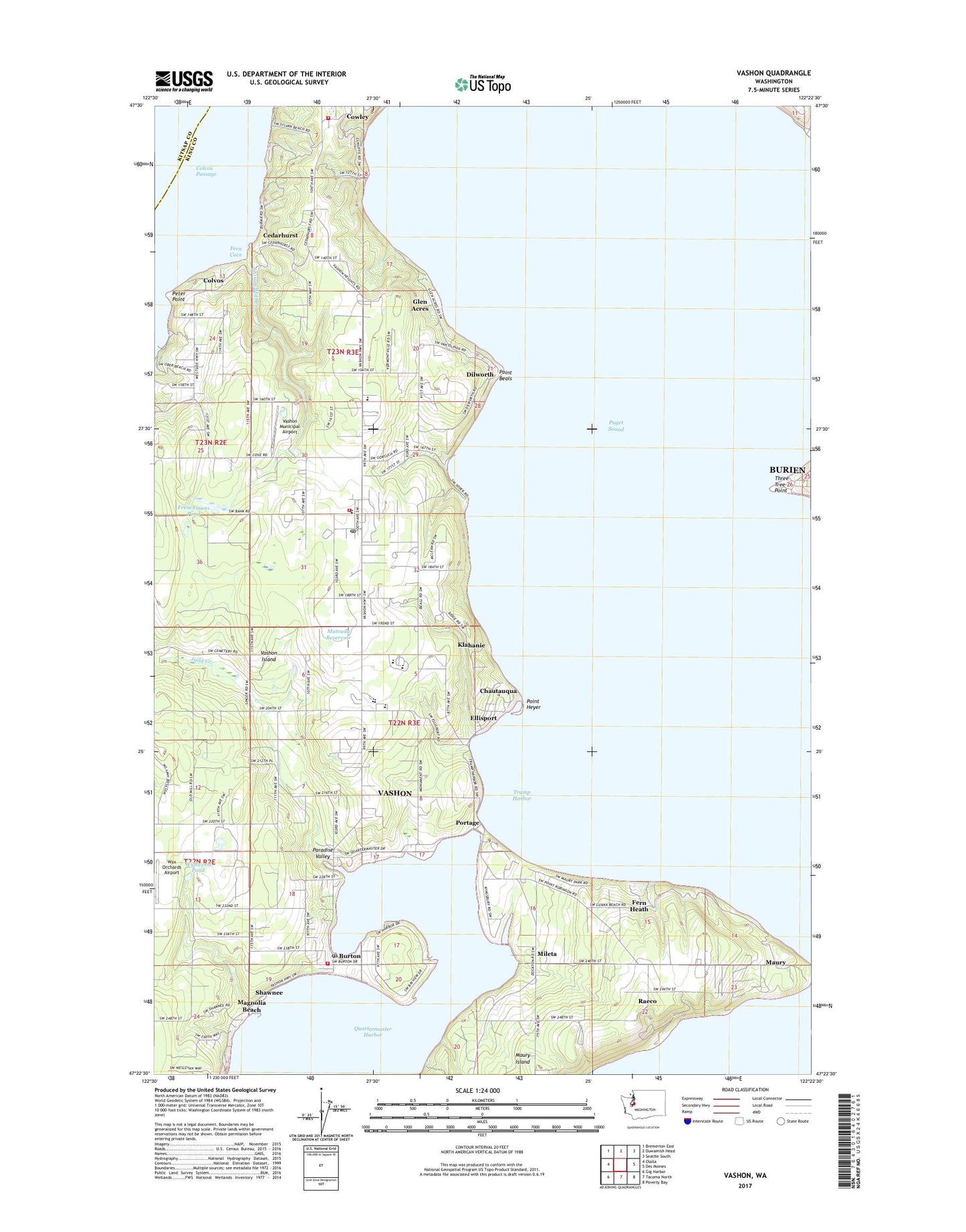 Vashon Washington US Topo Map Image