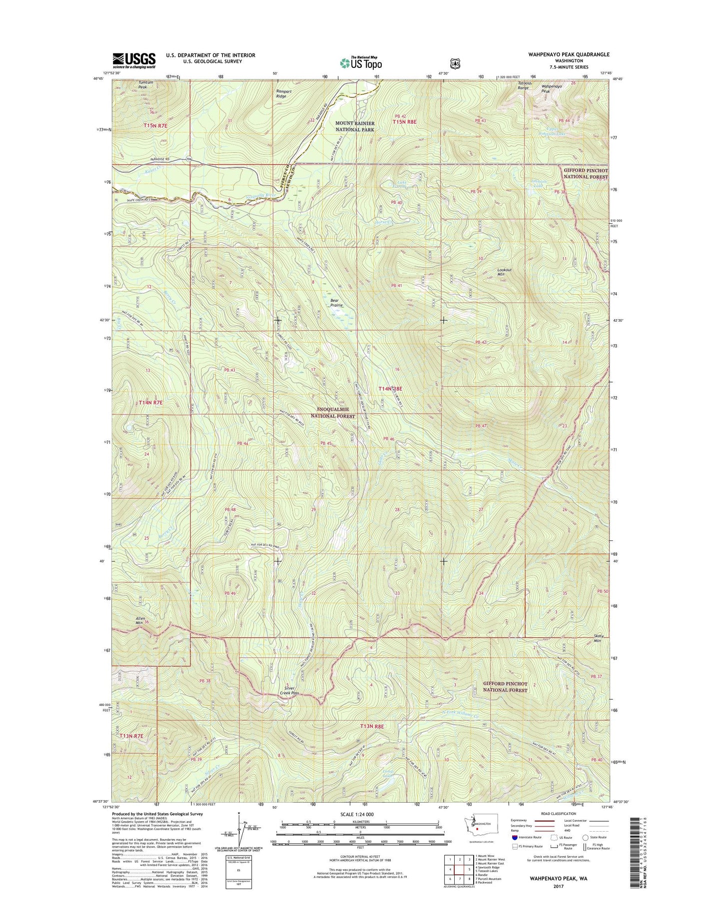 Wahpenayo Peak Washington US Topo Map Image