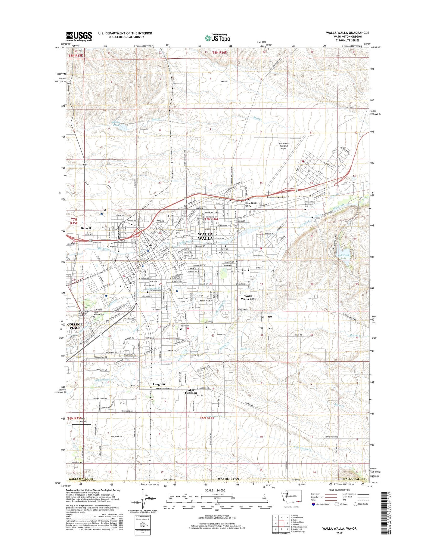 Walla Walla Washington US Topo Map Image