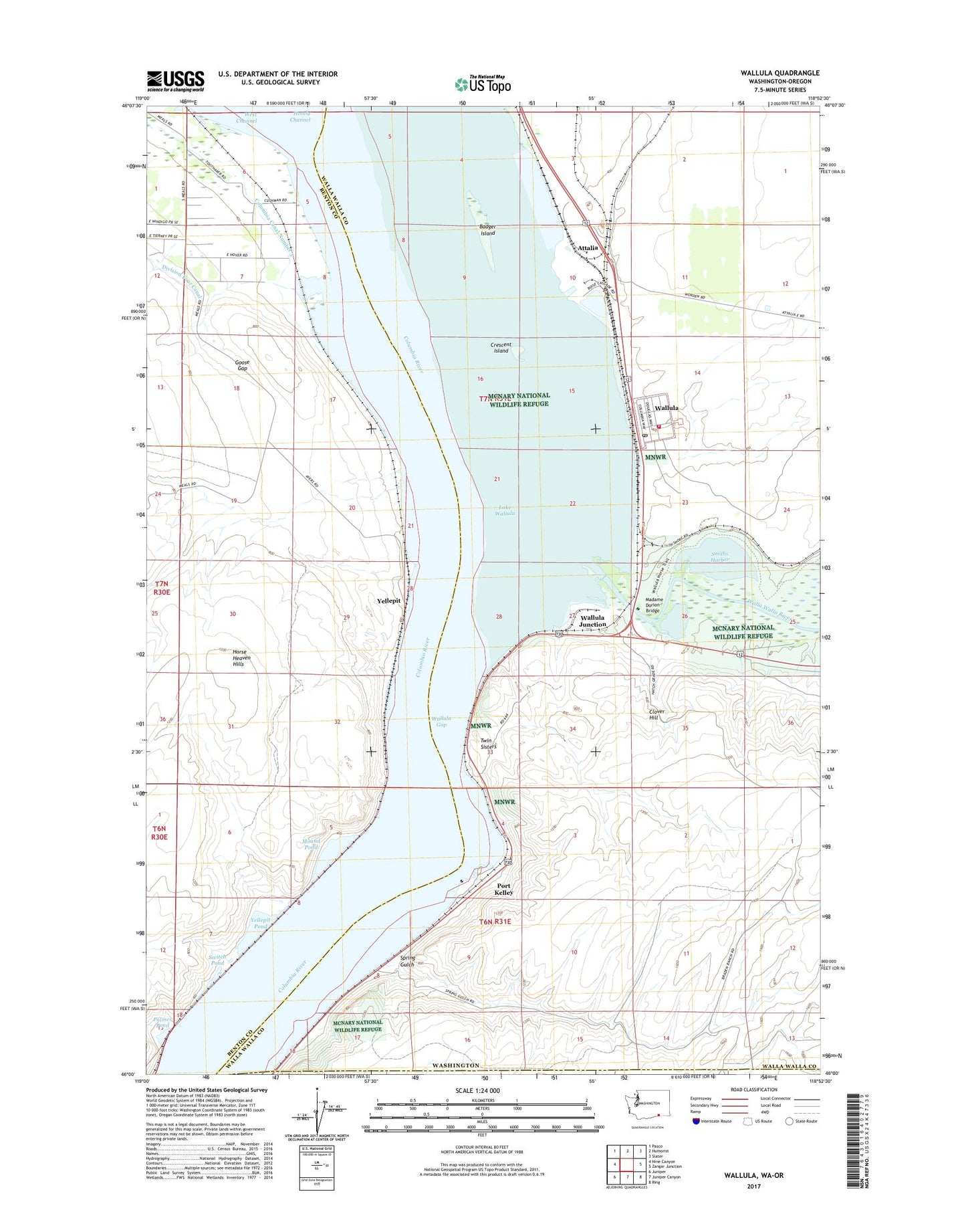Wallula Washington US Topo Map Image