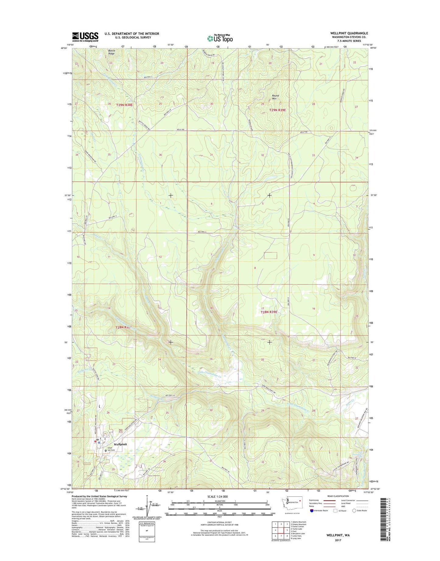 Wellpinit Washington US Topo Map Image