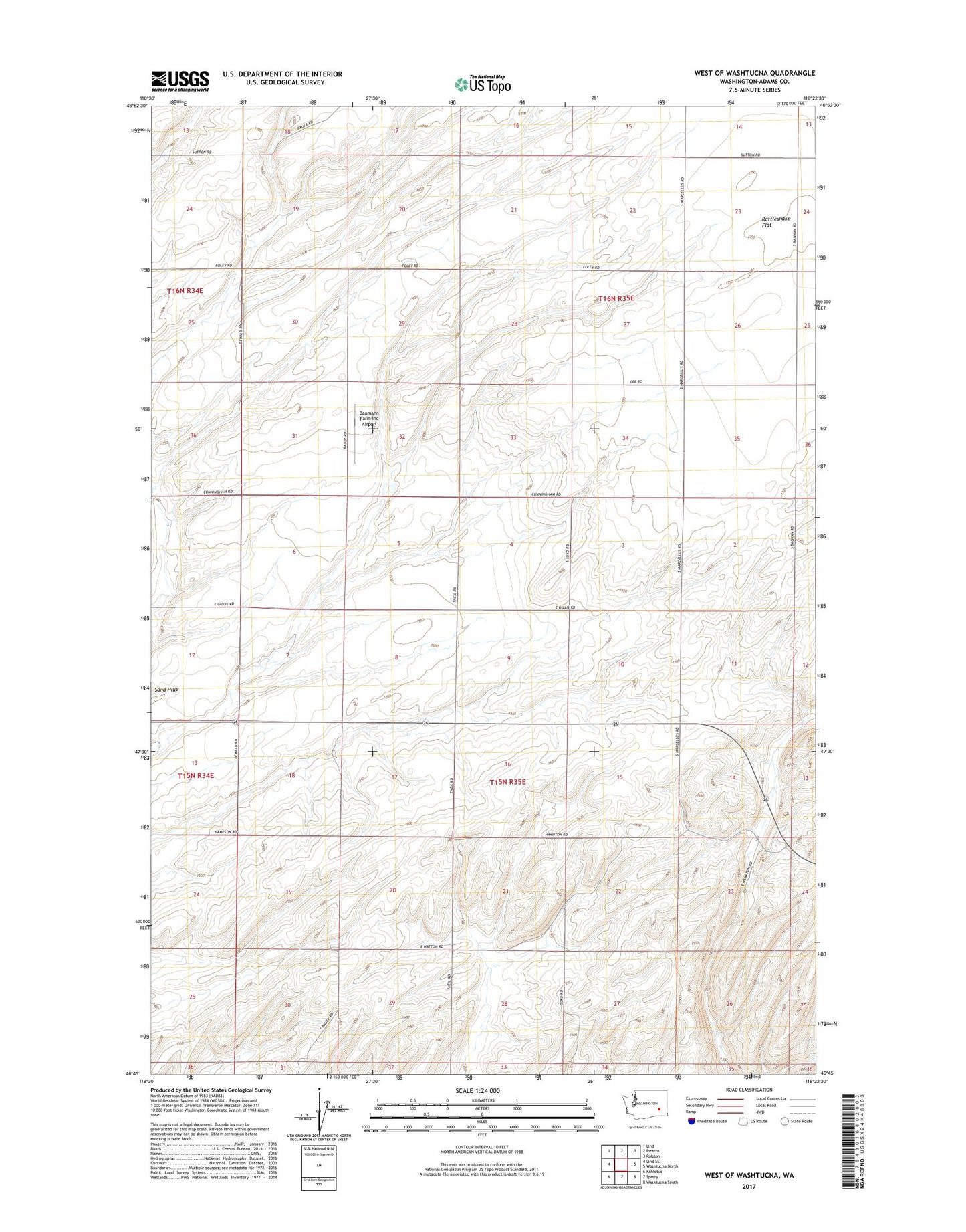 West of Washtucna Washington US Topo Map Image
