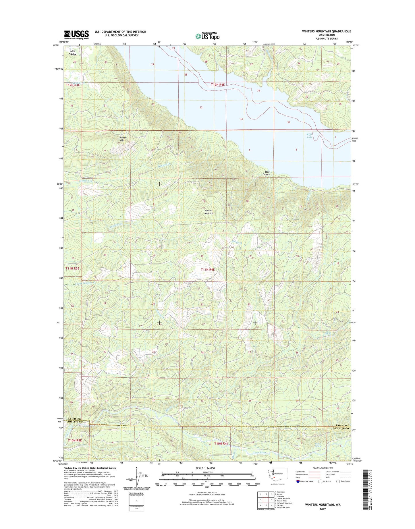 Winters Mountain Washington US Topo Map Image