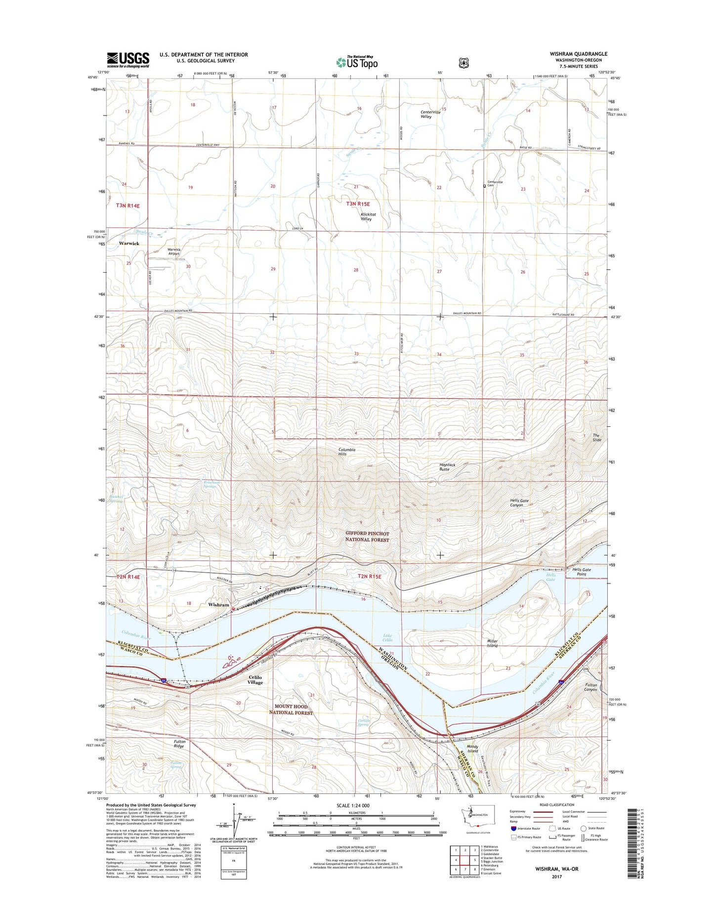 Wishram Washington US Topo Map Image