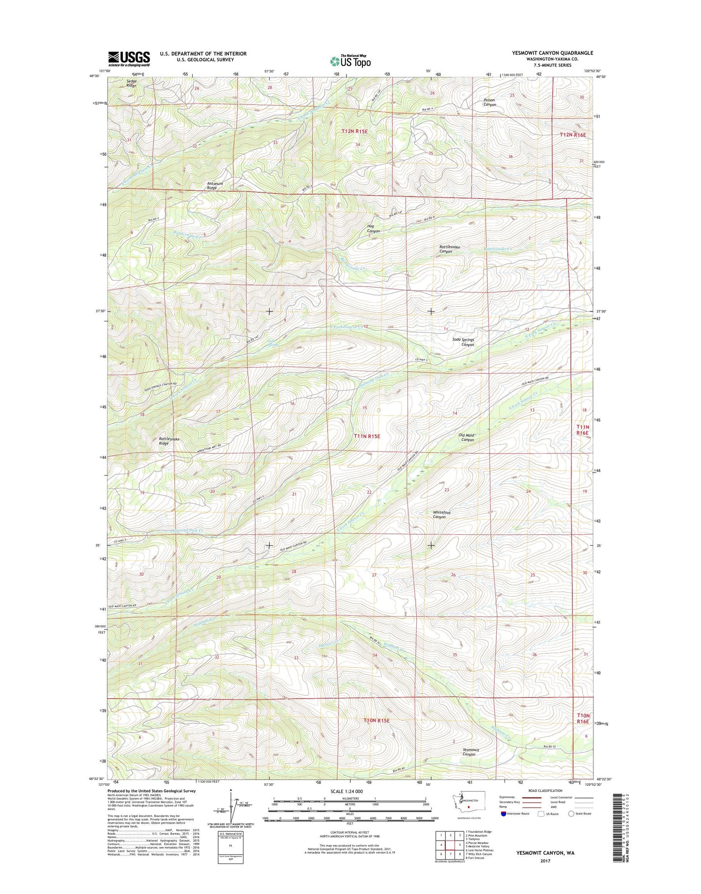Yesmowit Canyon Washington US Topo Map Image