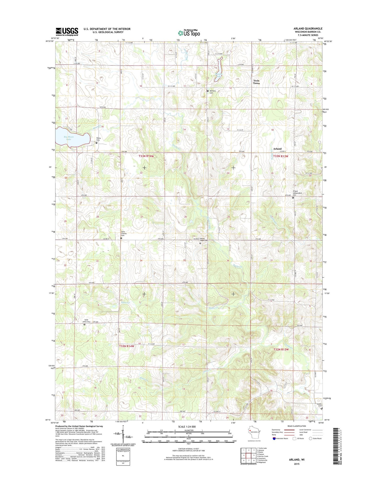 Arland Wisconsin US Topo Map Image