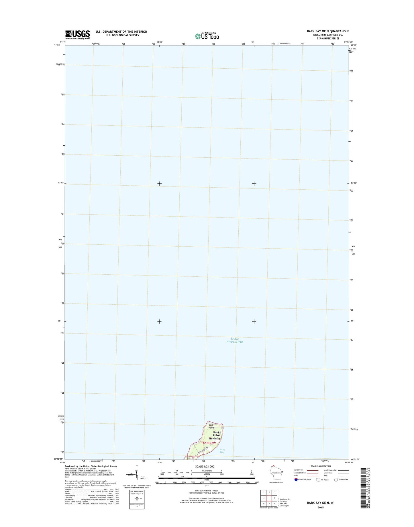 Bark Bay OE N Wisconsin US Topo Map Image