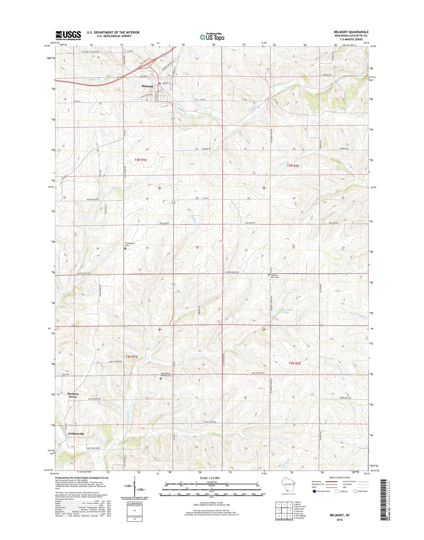 Belmont Wisconsin US Topo Map Image