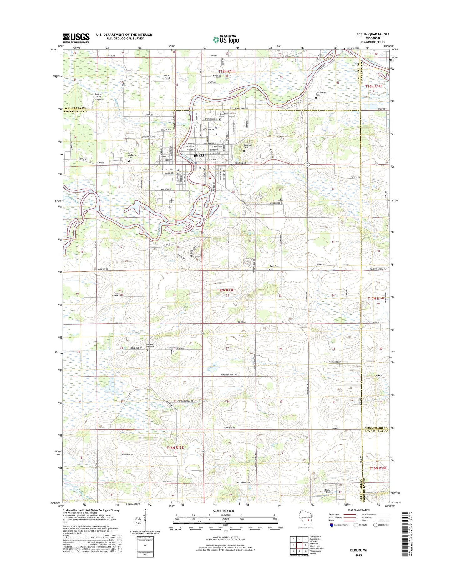 Berlin Wisconsin US Topo Map Image