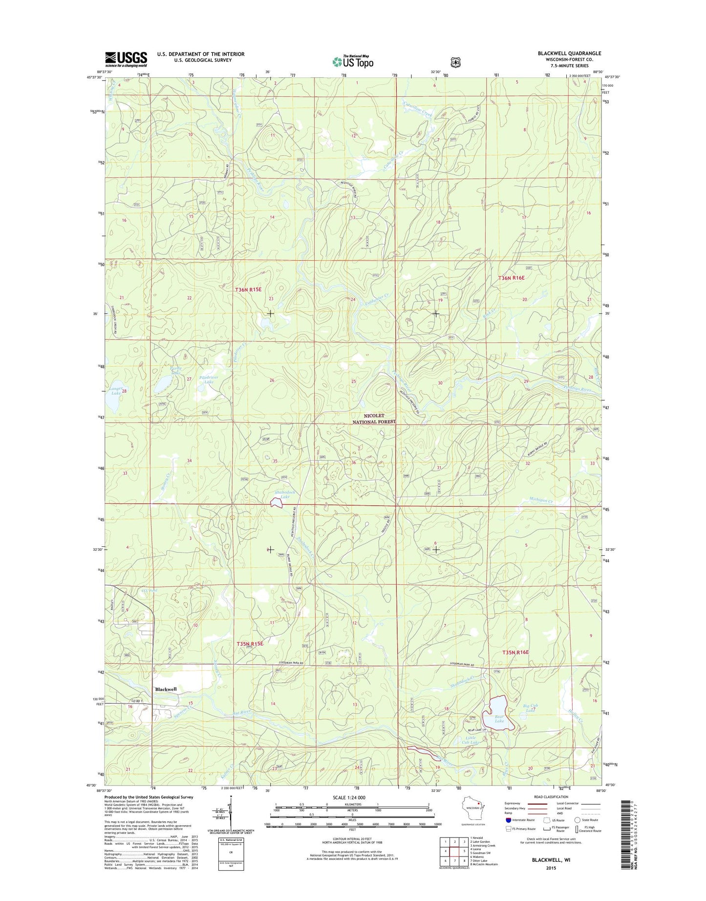 Blackwell Wisconsin US Topo Map Image
