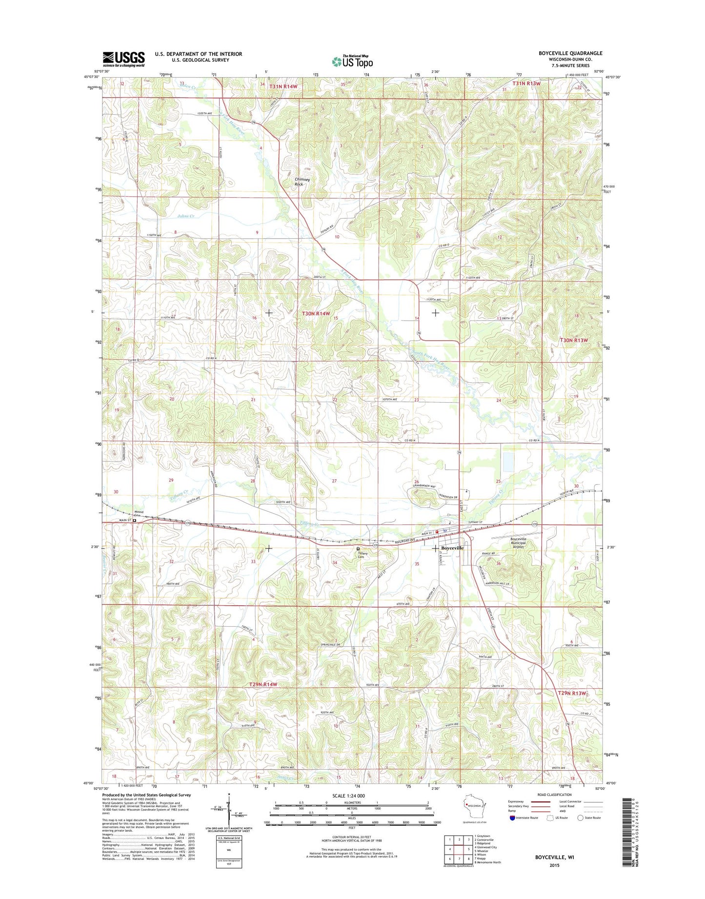 Boyceville Wisconsin US Topo Map Image