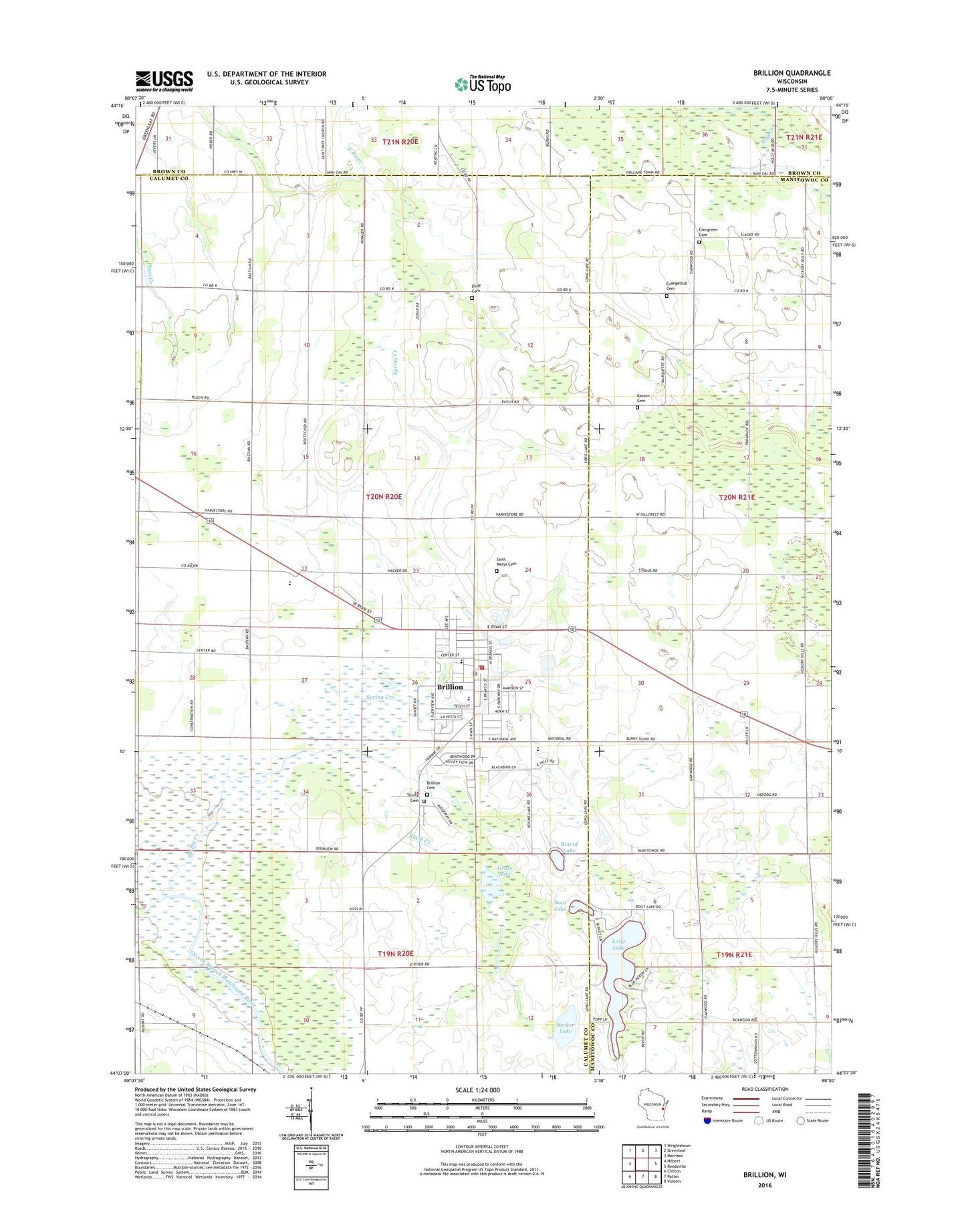 Brillion Wisconsin US Topo Map Image