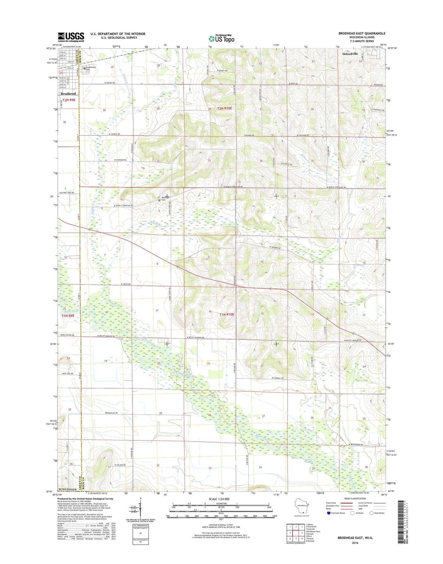 Brodhead East Wisconsin US Topo Map Image