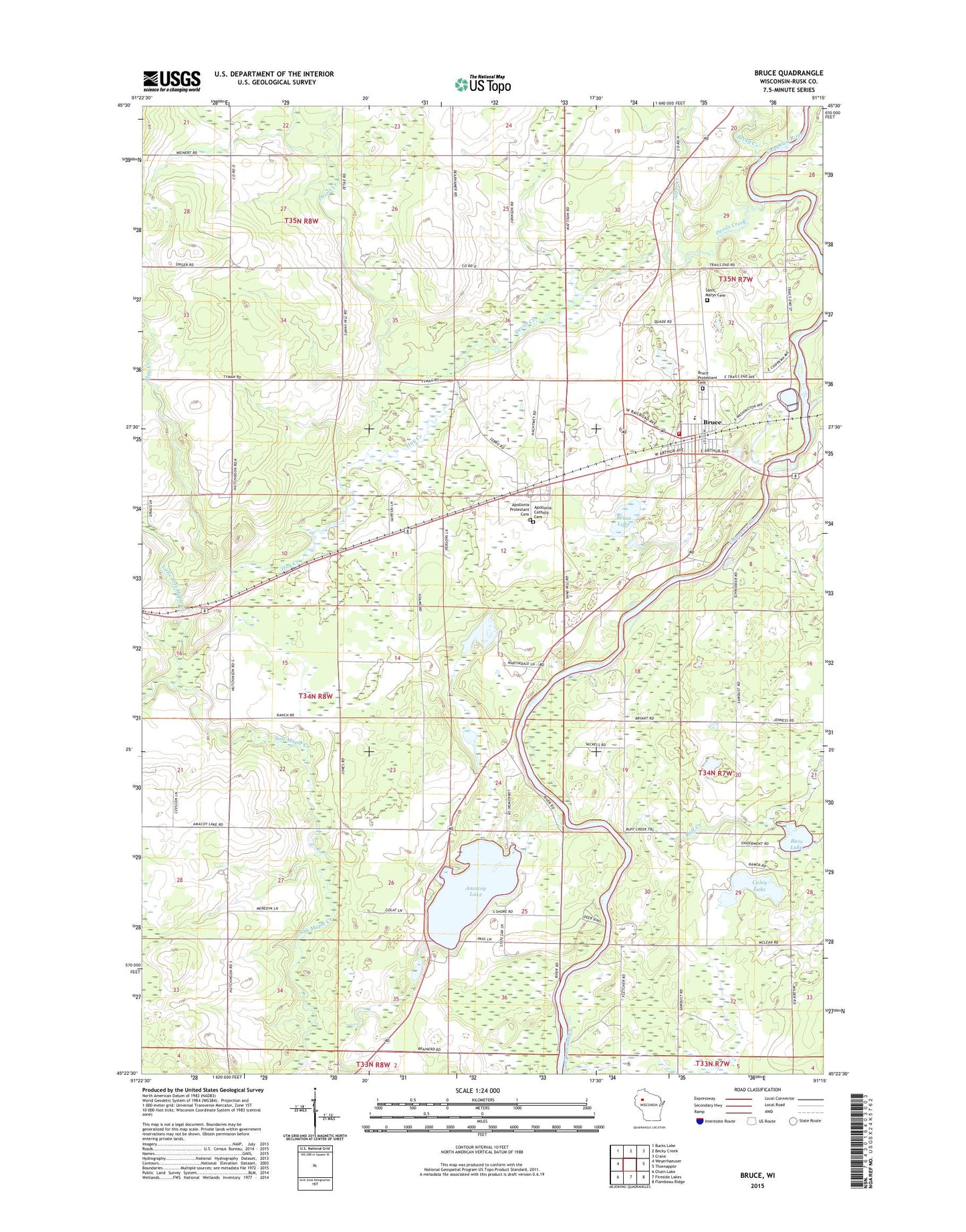 Bruce Wisconsin US Topo Map Image