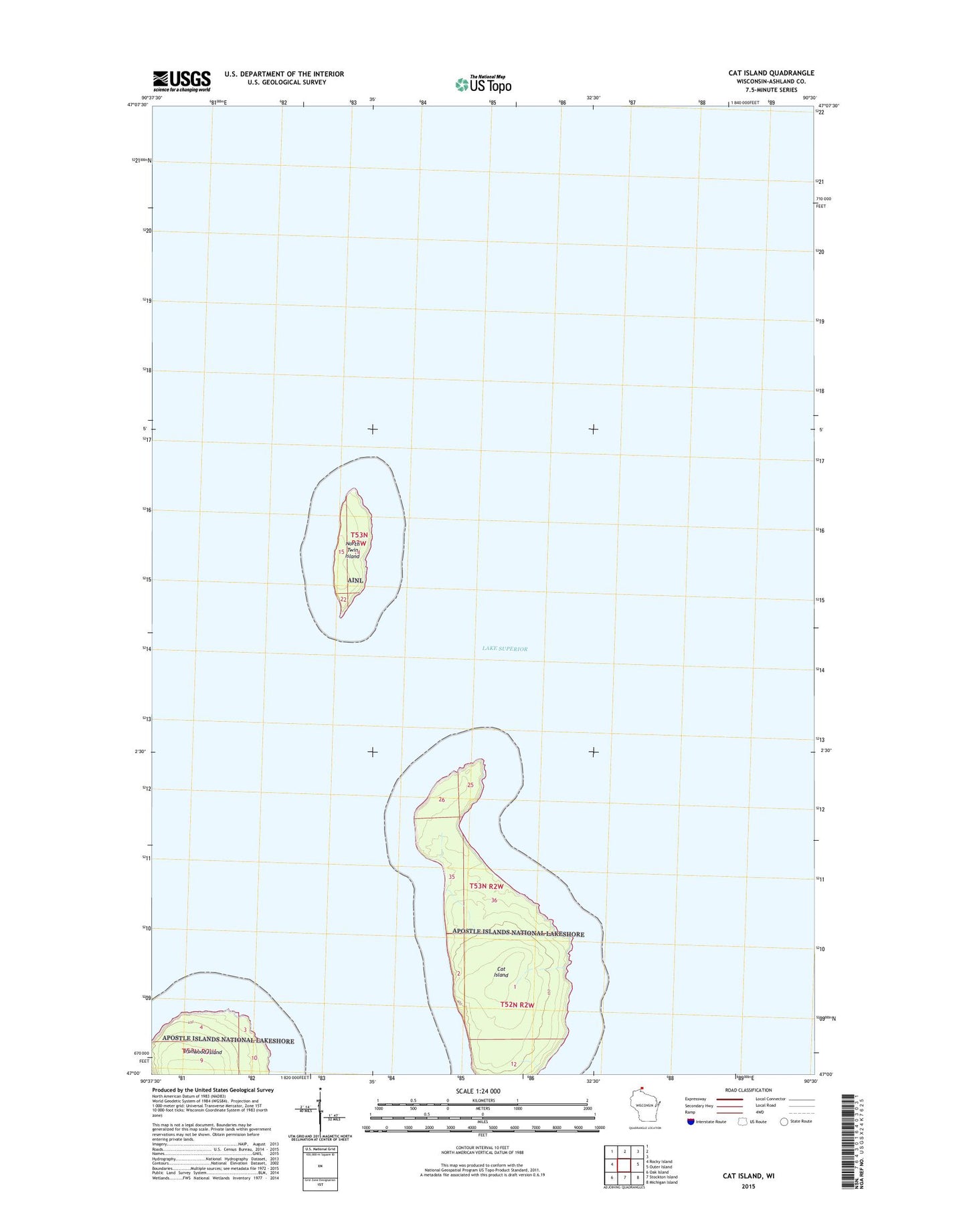 Cat Island Wisconsin US Topo Map Image