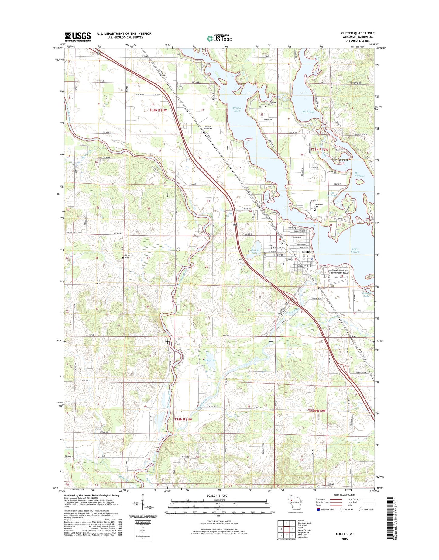 Chetek Wisconsin US Topo Map Image