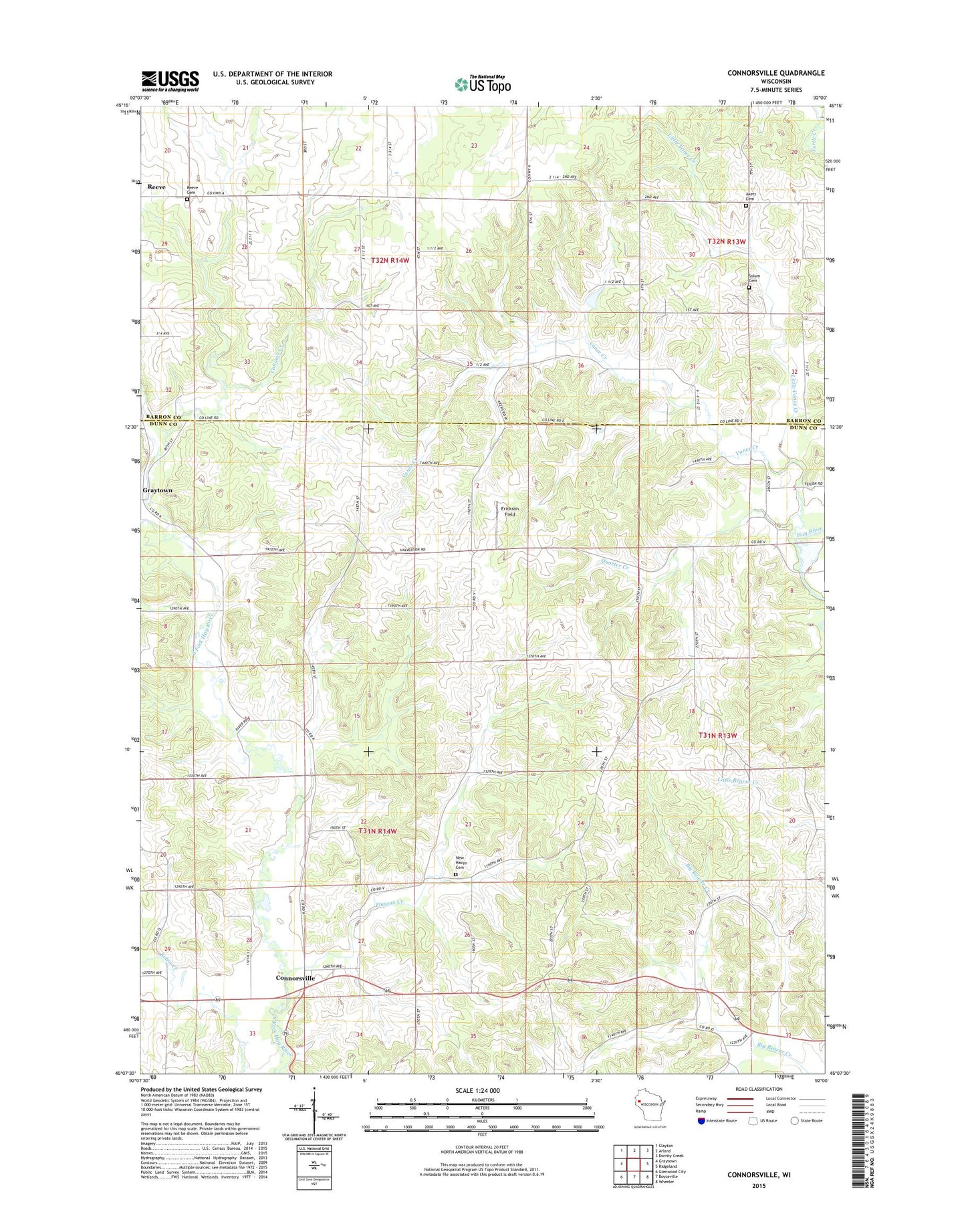 Connorsville Wisconsin US Topo Map Image